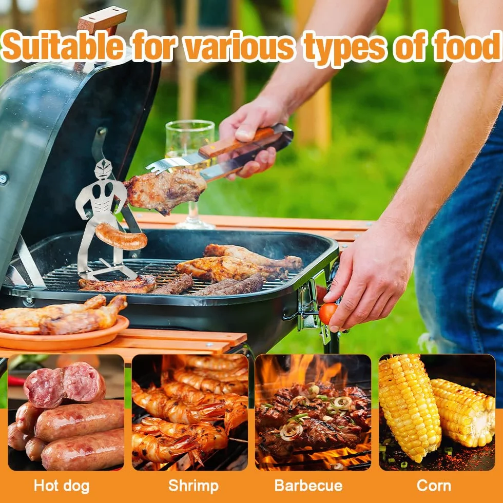 4 sztuki stojaków na kiełbasy ze stali nierdzewnej, kreatywny stojak na wędliny, stojak na grill, Hot Dog BBQ Tools, Spoof The Kiełbaski, na kemping, piknik na świeżym powietrzu i do kuchni, 1 sztuka