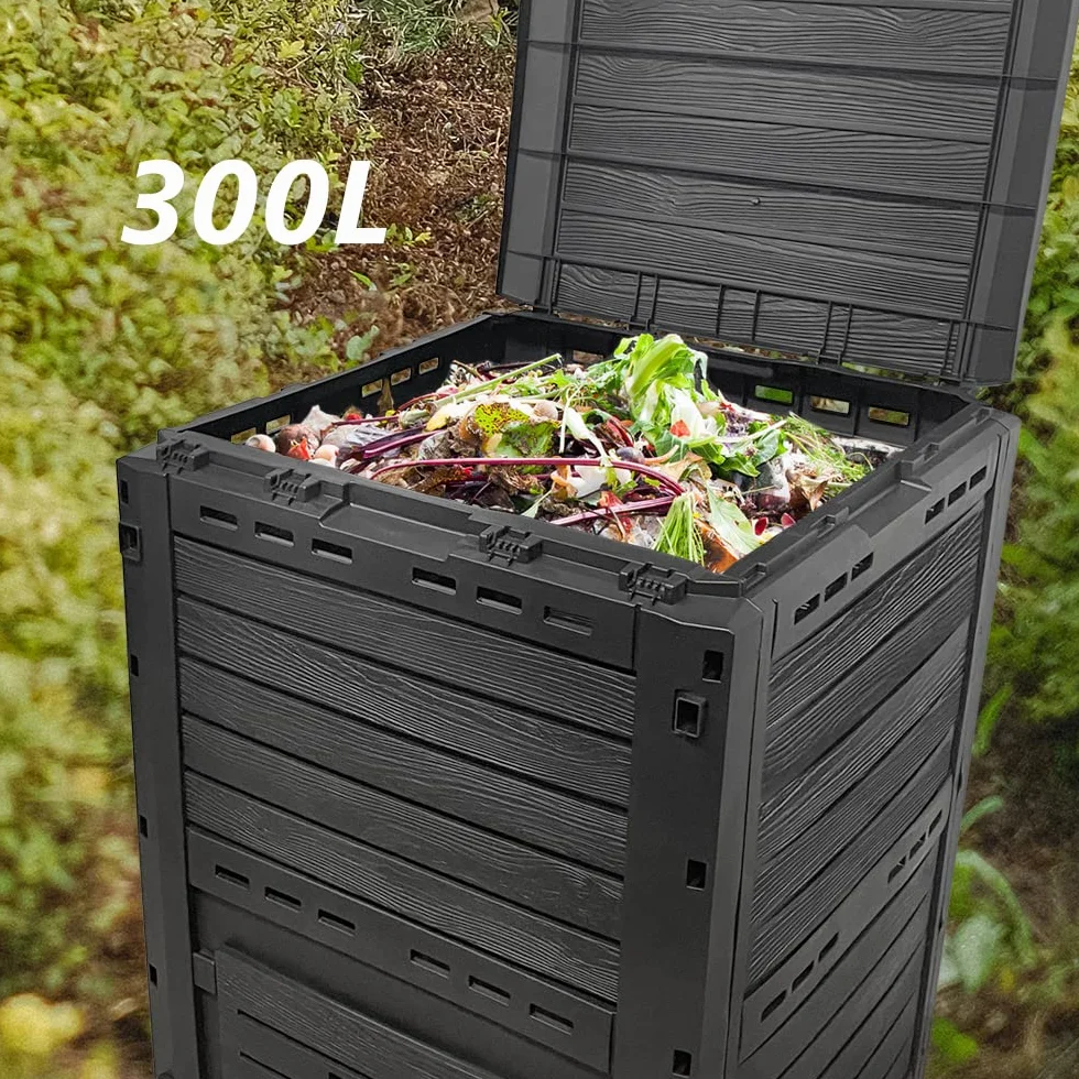 VOUNOT Plastikowy kompostownik ogrodowy 300 l czarny