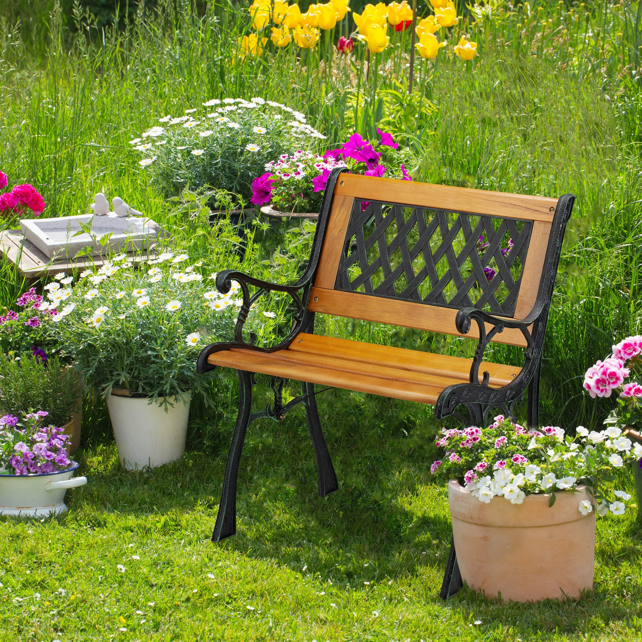 Relaxdays krzesło ogrodowe z podłokietnikami szerokie siedzisko vintage 73x62x52.5 cm jasnobrązowe czarne