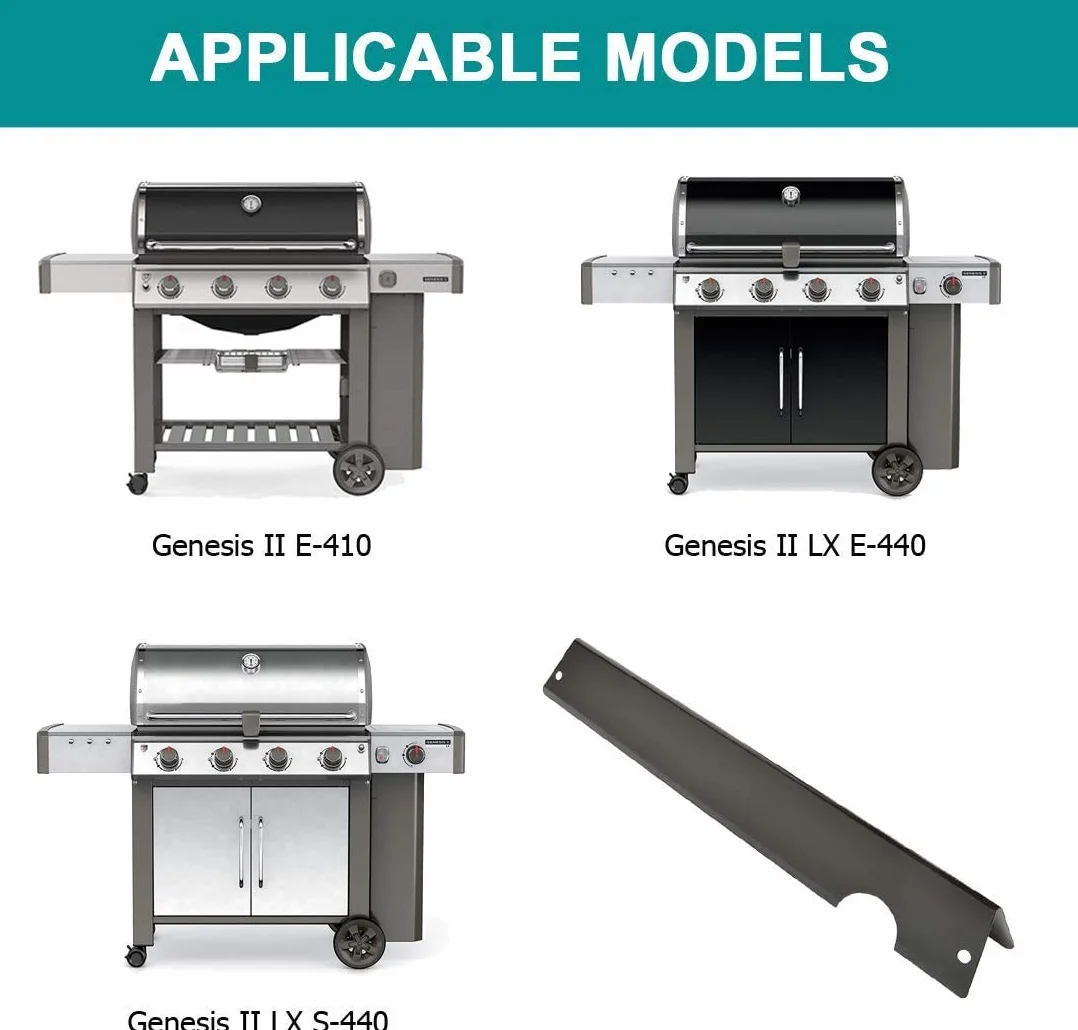 Onlyfire porcelanowe pręty zapachowe ze stali, porcelana emaliowana płyta grzejna pręty smakowe grill gazowy zamiennik do serii Weber Genesis II/LX 400 (zestaw 7)