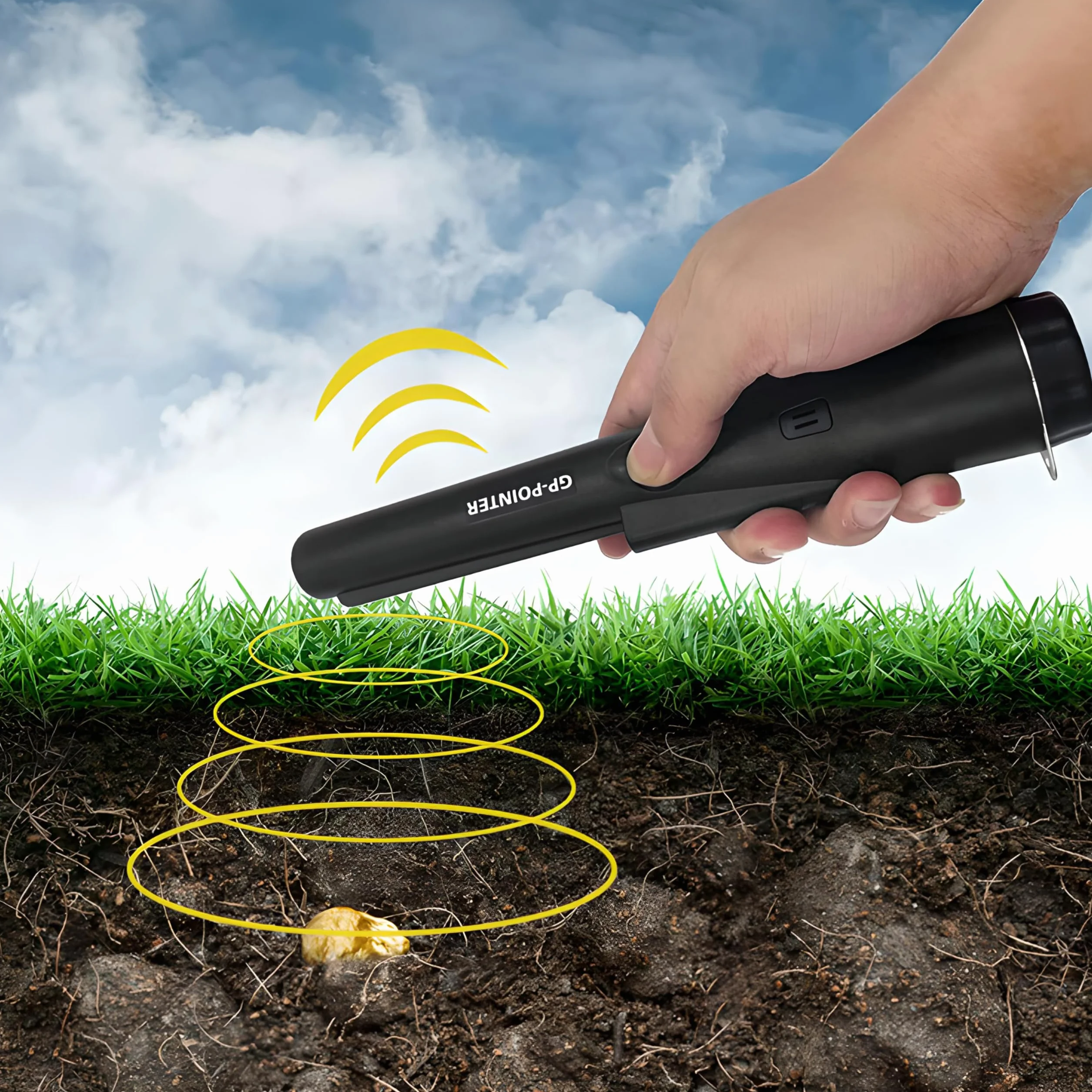Retoo Wykrywacz Metalu Pinpointer 360°, Wodoodporny IP66, 12 kHz, Przenośny Detektor Metali GP-Pointer S, Zasilanie 9V, z Kaburą, Do Poszukiwania Złota, Monet, Biżuterii i Skarbów w Terenie