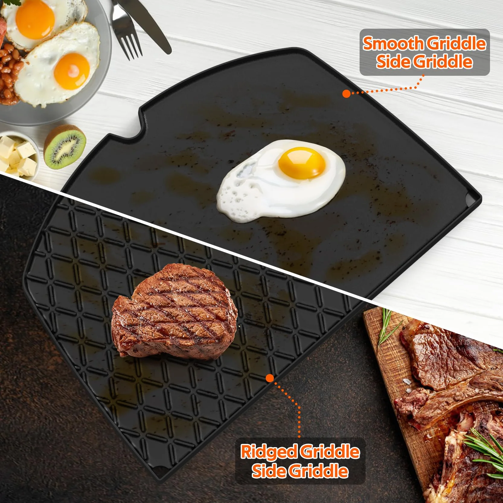 onlyfire 6506 Żeliwna płyta grillowa do grilla gazowego Weber Q300, Q320, Q3000, Q3100, Q3200, Q3400, Series 44,45 x 31,5 cm, akcesoria do płyt grillowych, patelnia grillowa, części zamienne do Weber