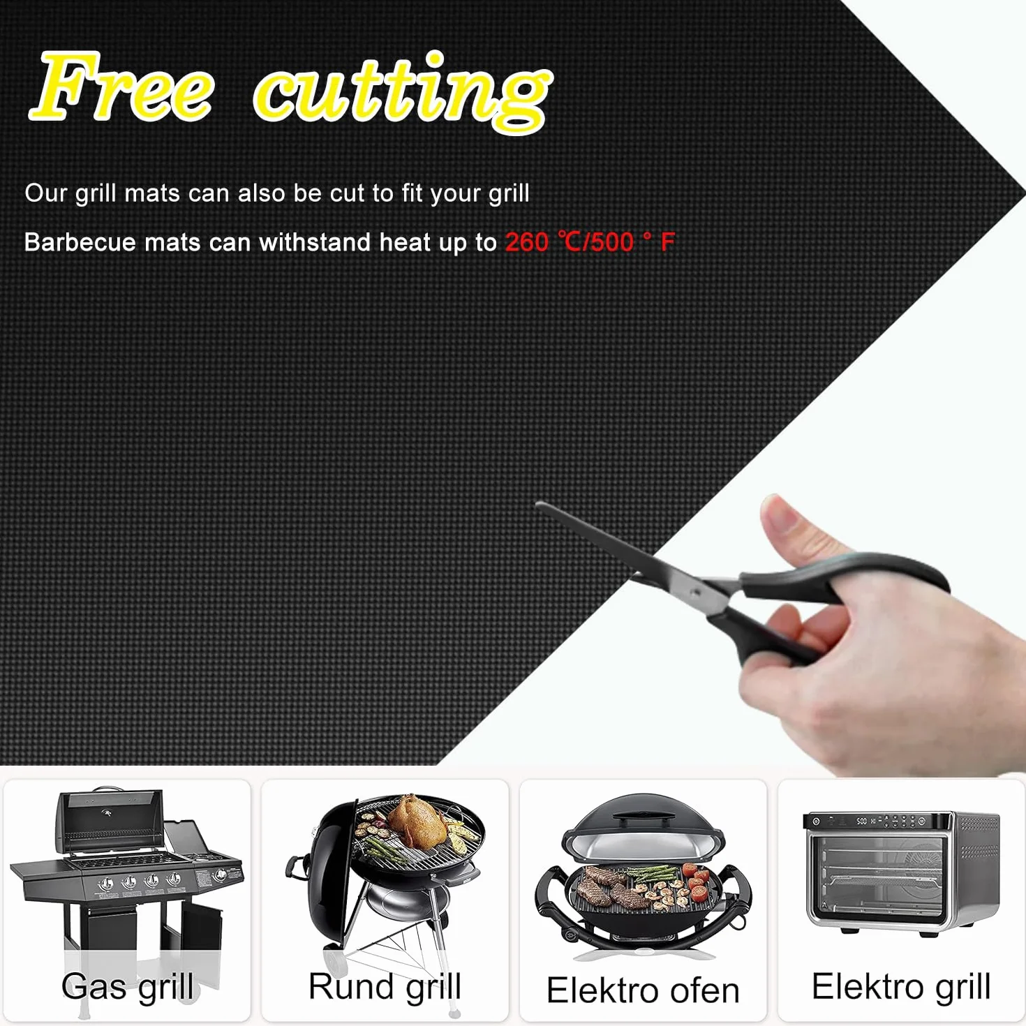 Nutabevr 5-częściowy zestaw mat do grilla, 40 x 30 cm, nieprzywierające maty do grilla, akcesoria do pieczenia, papier do pieczenia, wielokrotnego użytku, odporne na wysokie temperatury, możliwość