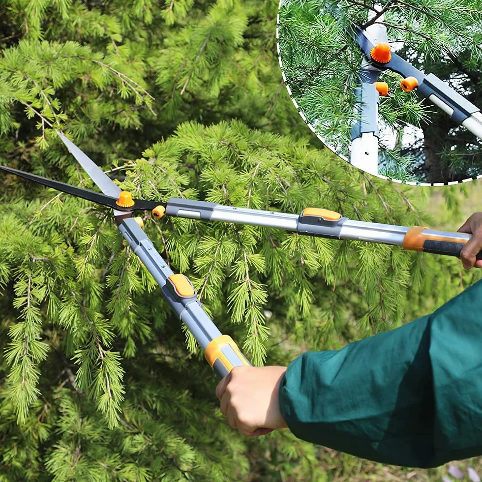 AIRAJ 750-880 mm teleskopowe nożyce do żywopłotu, lekkie i oszczędzające pracę, ręczne narzędzie do cięcia ogrodu, odpowiednie do domu, ogrodu i zazieleniania, profesjonalne nożyce do żywopłotu z