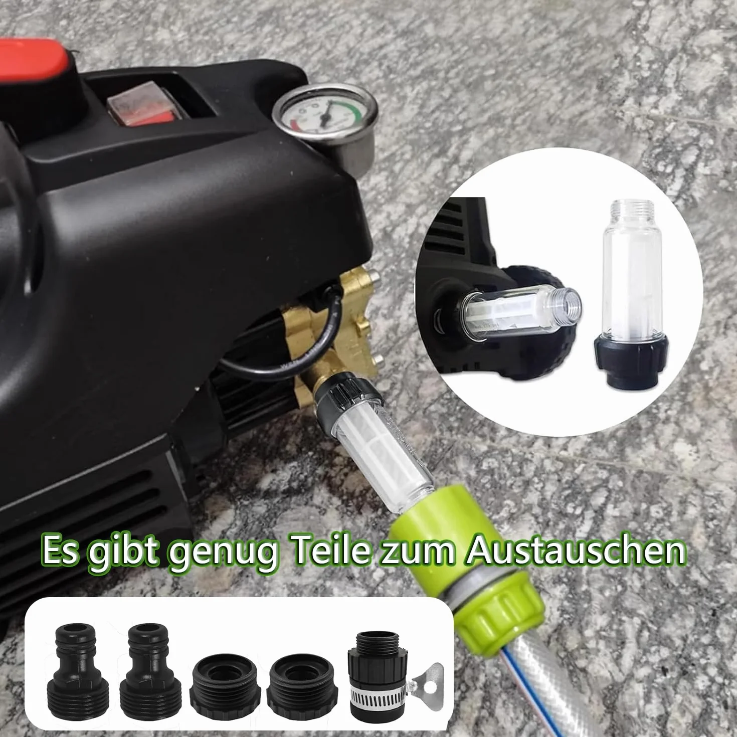 LATRAT Zestaw filtrów do wody, wąż ogrodowy, 2 sztuki 3/4 cala, filtr wstępny, pompa ogrodowa, myjka wysokociśnieniowa, do kampera, nawadniania ogrodu
