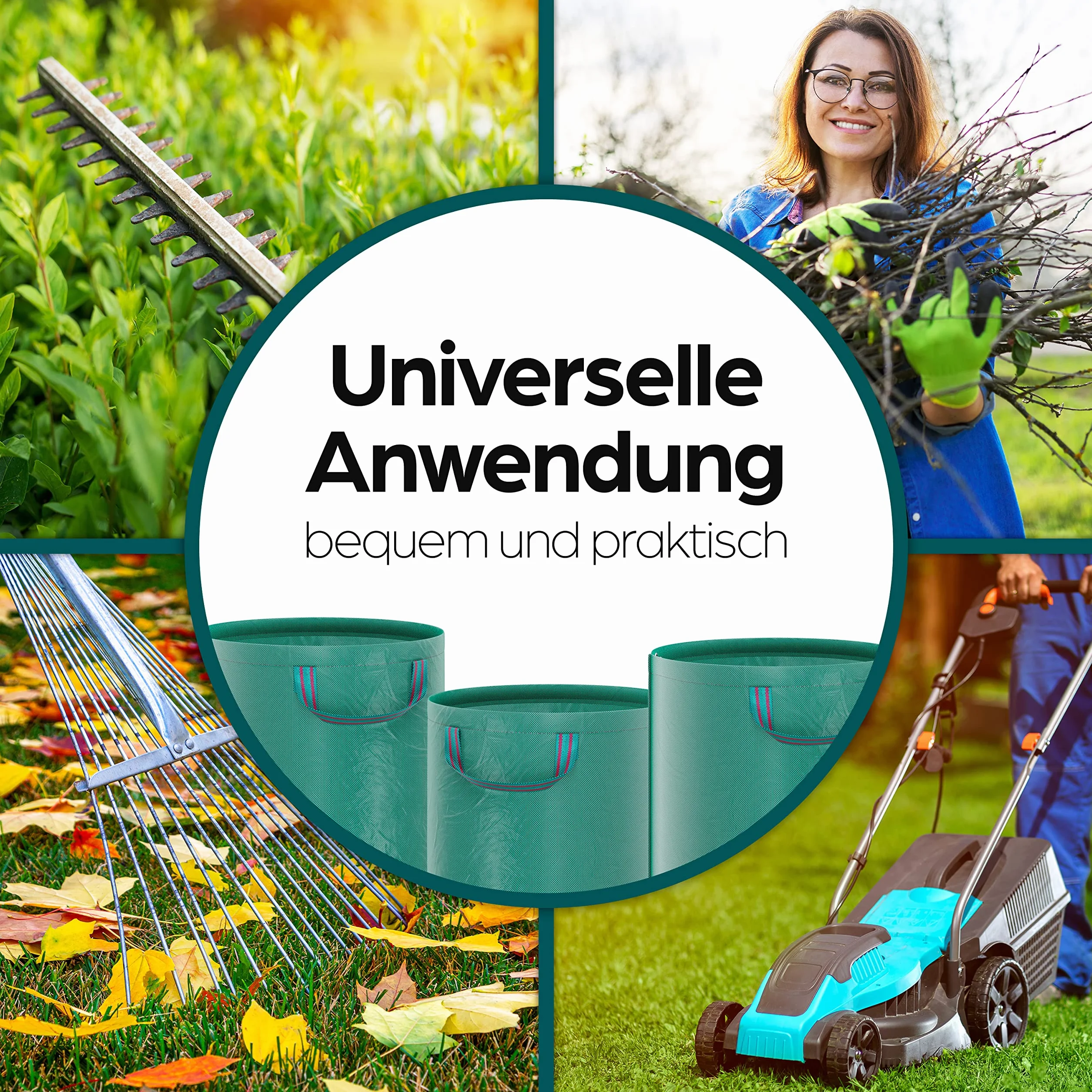 HAYATEC Worek ogrodowy, 3 x worek na odpady ogrodowe, stabilny, z 4 uchwytami, samostojący, odporny na działanie promieni UV, 272 l, wodoszczelny, wytrzymały, z tkaniny polipropylenowej (PP), 150 g/m²