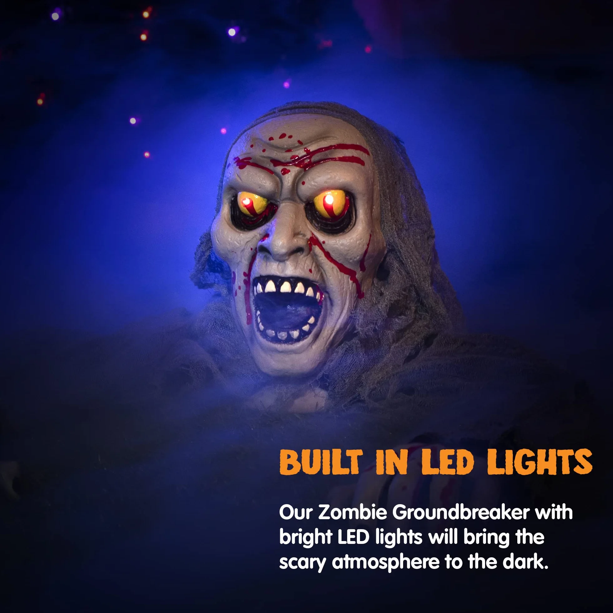 JOYIN Halloween Light-Up Zombie Groundbreaker animowany plamą krwi i przerażającym dźwiękiem na zewnątrz, trawnik, podwórko, dekoracja patio, dekoracja nawiedzonego domu