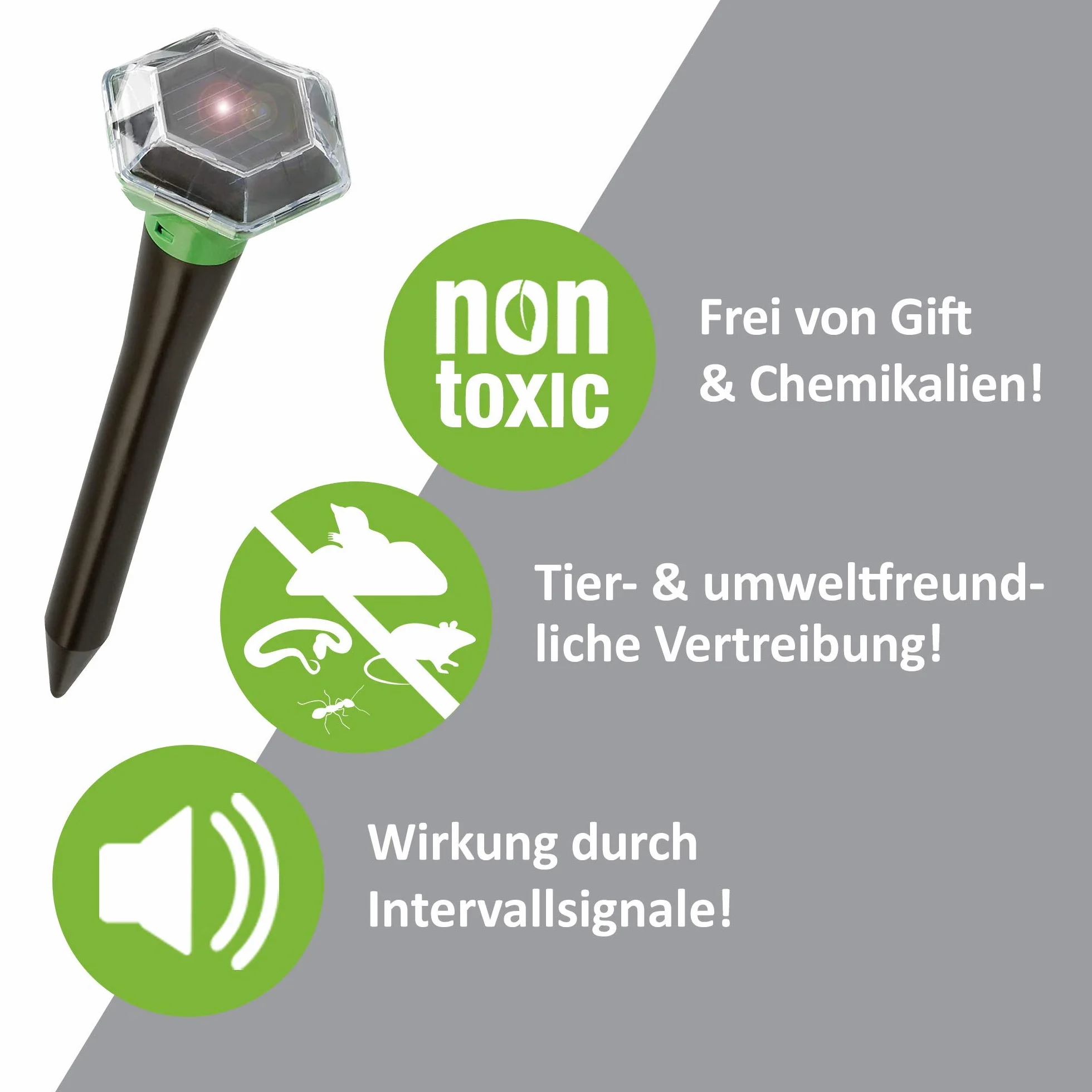 ISOTRONIC Odstraszacz kretów do odstraszania kretów, norników i węży – solarny odstraszacz kretów z ostrzem do wbijania w ziemię do ogrodu – odstrasza krety 1000 m² (3 sztuki)