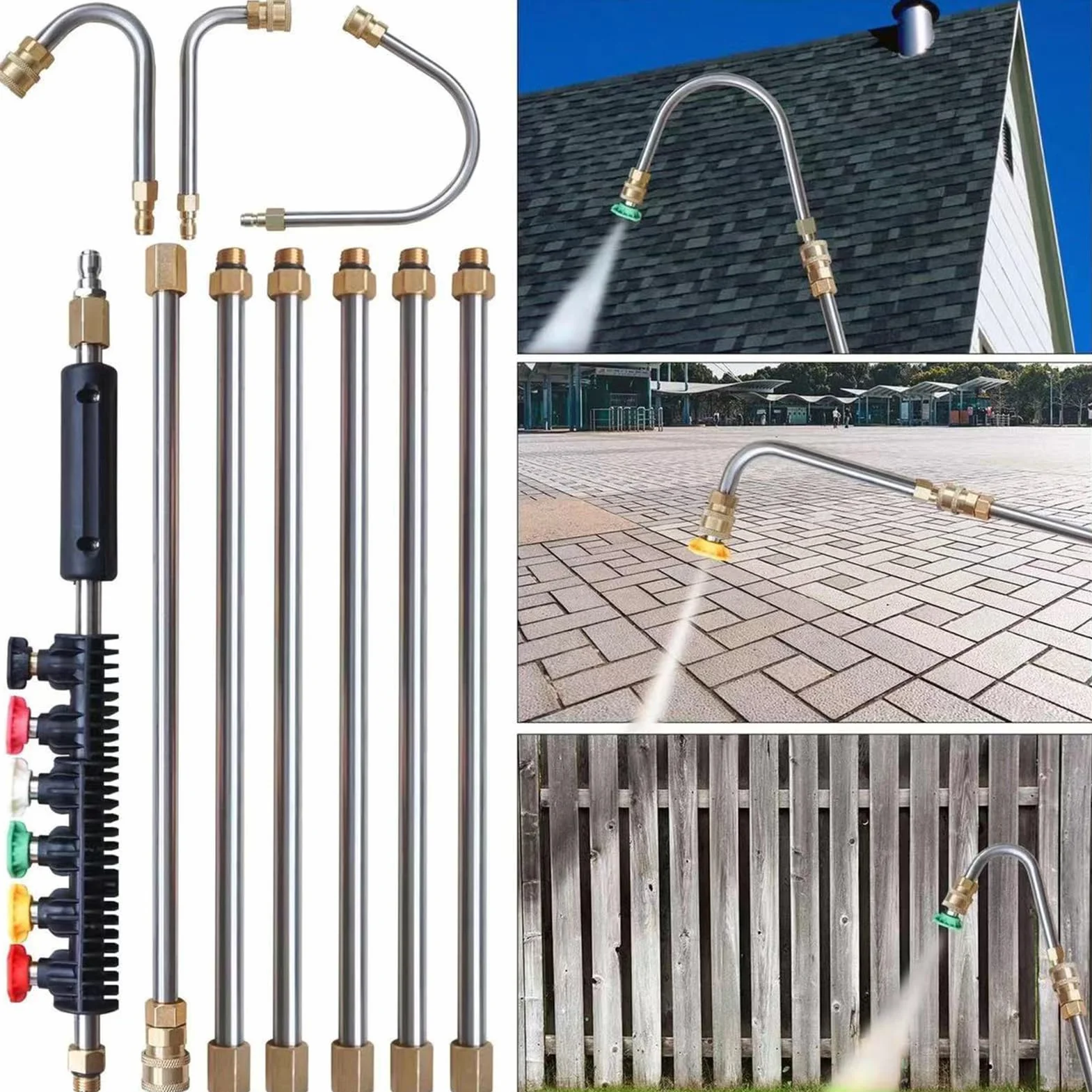 Zestaw różdżek teleskopowych do myjki ciśnieniowej 4000PSI 6 dysz, 1/4 podkładka przedłużająca