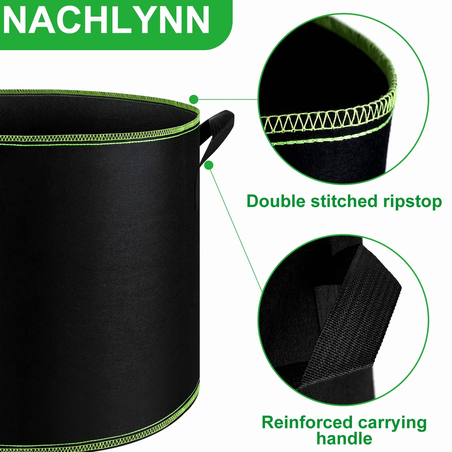 NACHLYNN Worki do uprawy z uchwytami 5 sztuk 15 szt doniczki z włókniny napowietrzającej