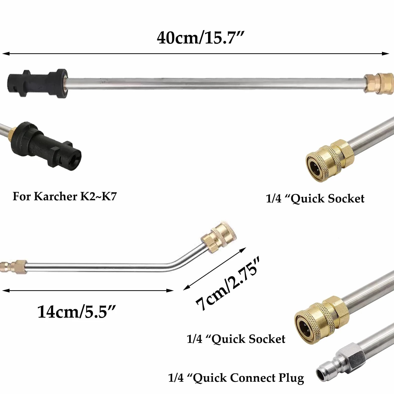 Karcher lanca przedłużająca ze stali nierdzewnej 40 cm 22 cm do myjki wysokociśnieniowej K2 K3 K4 K5 K6 K7