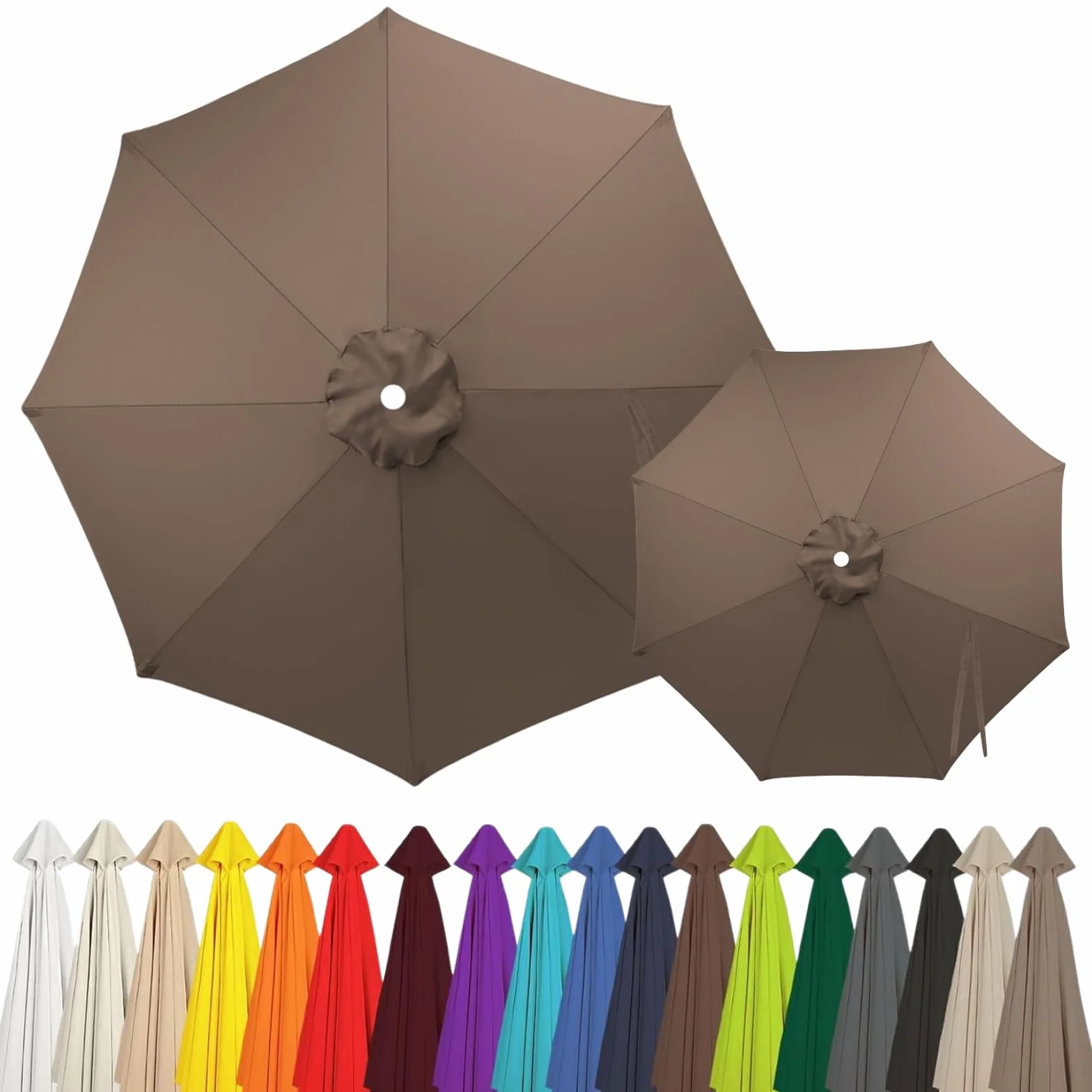 Zamienna Czasza Parasola Ogrodowego 8 Ramion, Wodoodporna z Ochroną UV, 2m-4m