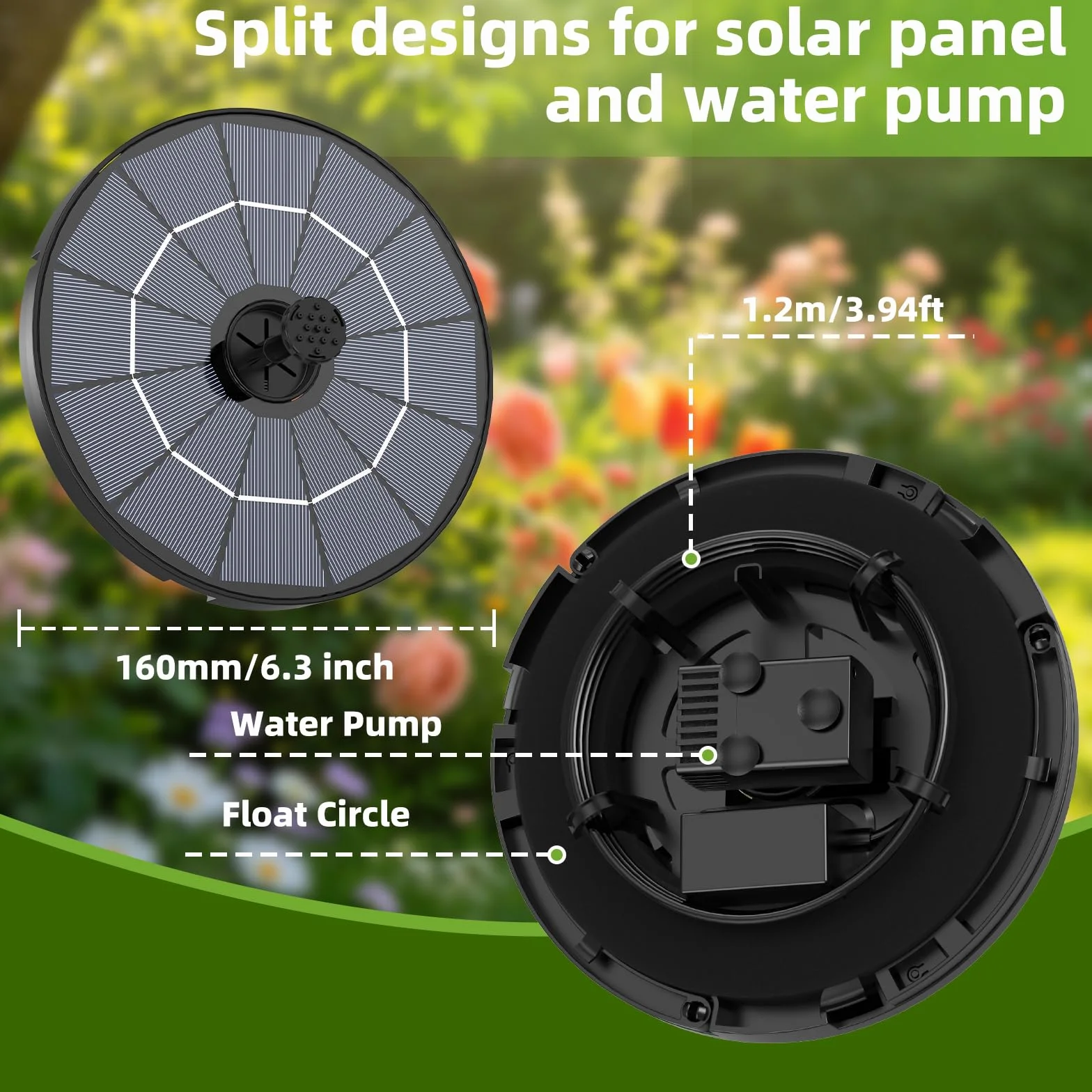 AISITIN Fontanna solarna 2.8W z regulowanym drążkiem podporowym, pompa do stawu ogrodowego