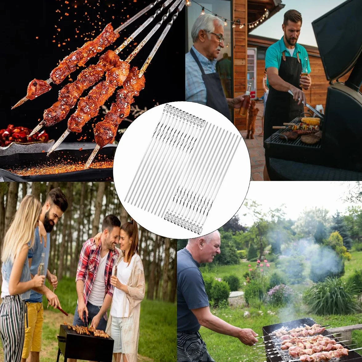 Płaskie szaszłyki do grilla 30 cm wielokrotnego użytku Kabob BBQ