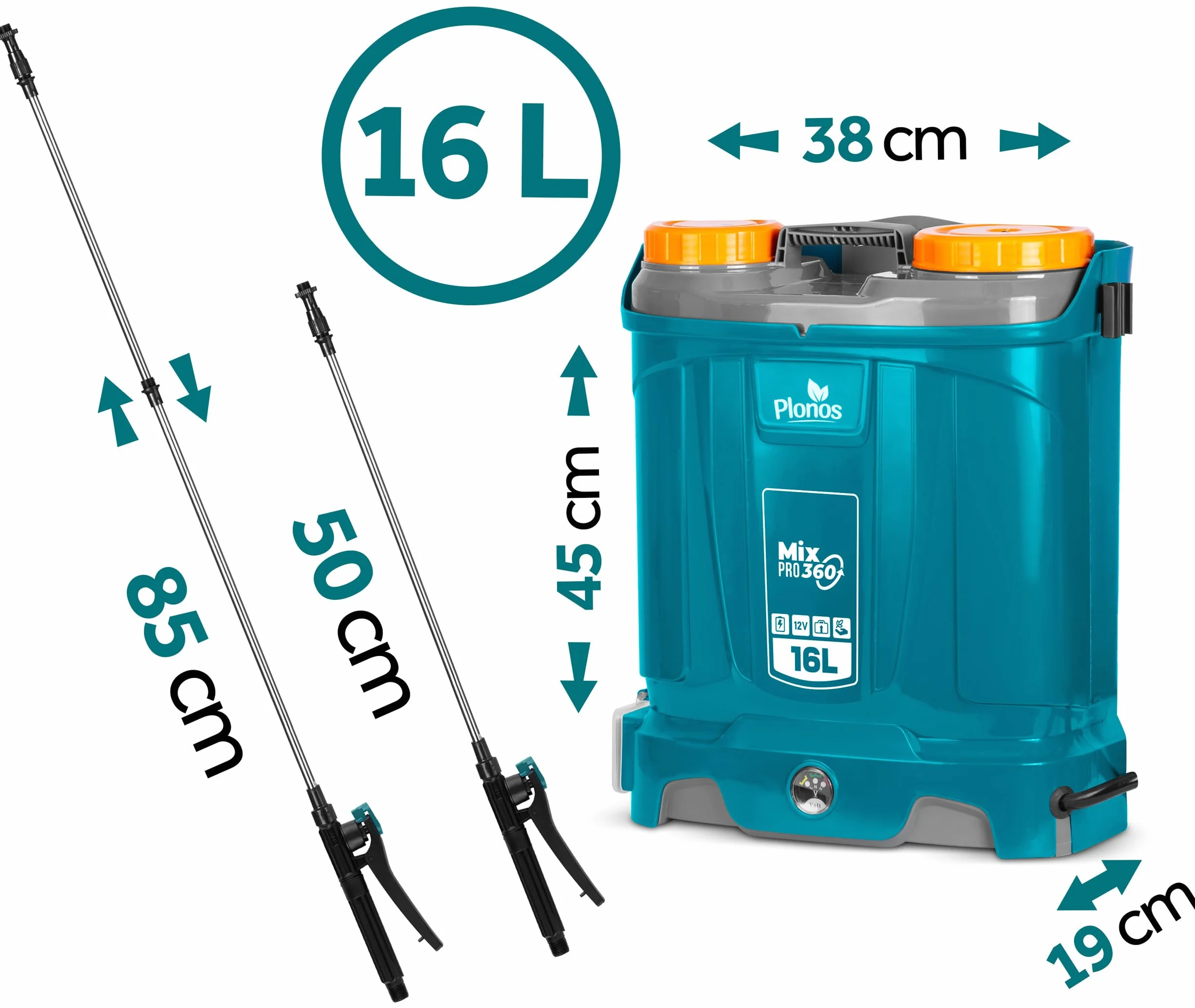 Akumulatorowy Opryskiwacz Ciśnieniowy Plecakowy 16 l 8 Ah 12 V Lanca 4 Dyszowa Niebieski