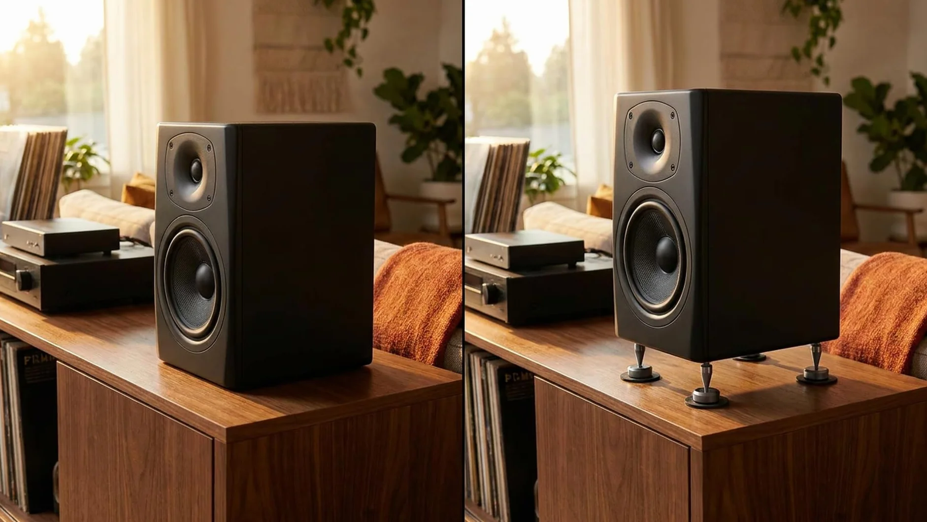 PrecisionGeek Kolce głośnikowe M8 z podkładkami izolacyjnymi 20 mm, zestaw 4 kolców + 4 podkładki, anodowane aluminium, szare, głośniki HiFi, stojaki AV, subwoofery i sprzęt audio, nóżki