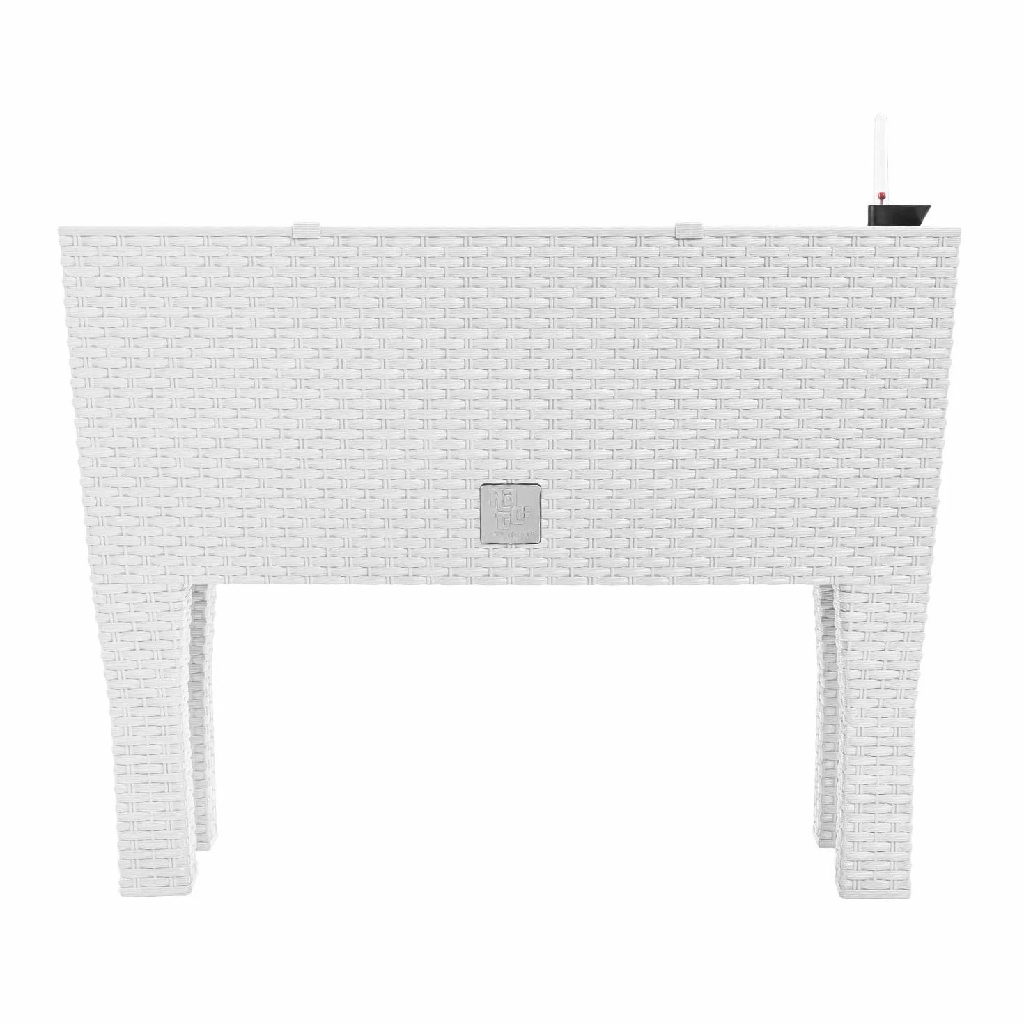 PAFEN 2 x doniczka na kwiaty z nóżkami – 595 x 240 x 460 mm – donica na rośliny, imitacja rattanu, wskaźnik poziomu wody, skrzynka balkonowa, skrzynka na rośliny, kolor biały
