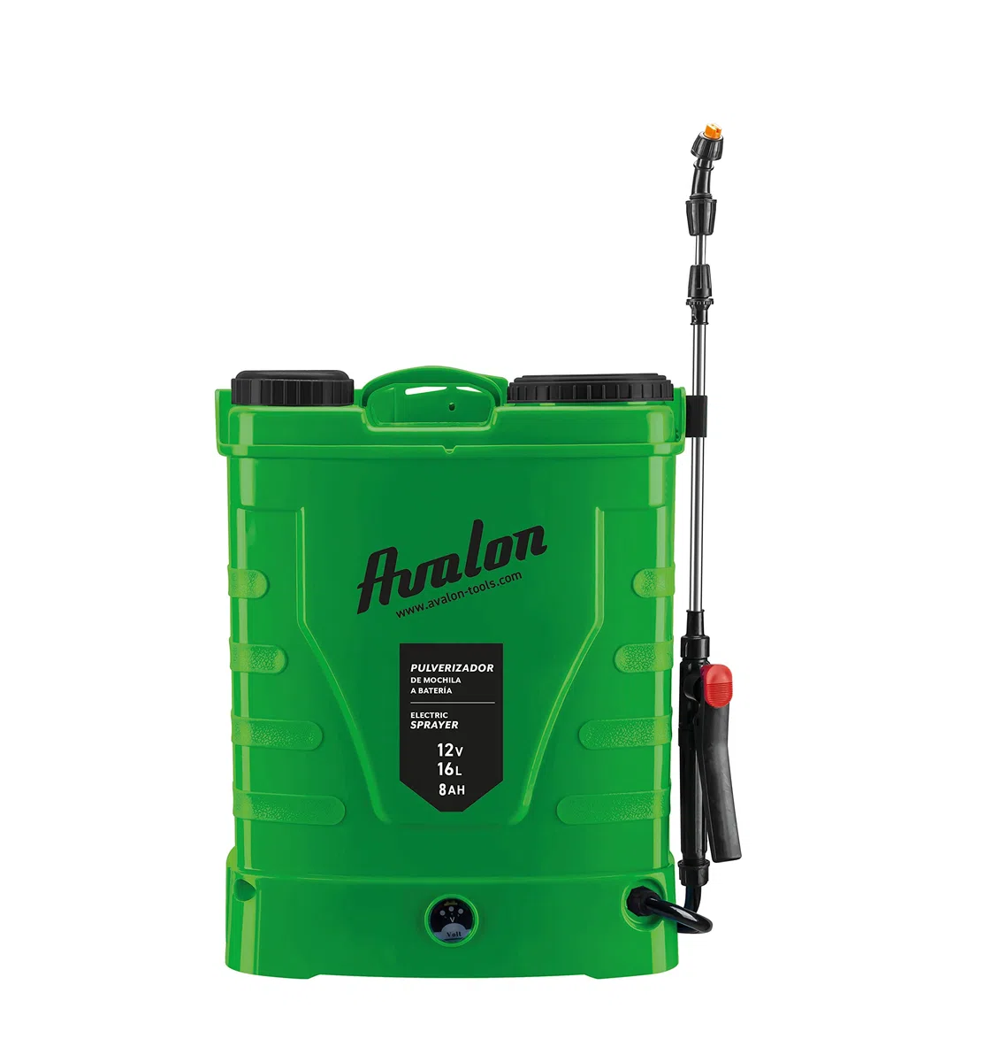 Avalon - Opryskiwacz plecakowy elektryczny 16 L, regulowane ciśnienie 0-6,2 bar, 8 dysz, 2 lancy, akumulator 12 V 8 Ah