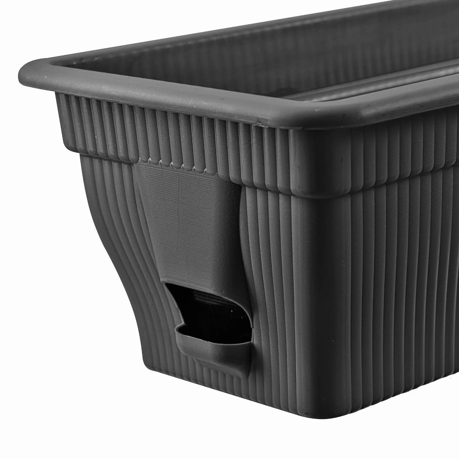 2 x skrzynka balkonowa 100 cm, skrzynka na kwiaty ze zbiornikiem wody, antracytowa, 25 l, skrzynka na kwiaty, odporna na warunki atmosferyczne, z wkładką, długa skrzynka balkonowa do ogrodu i na
