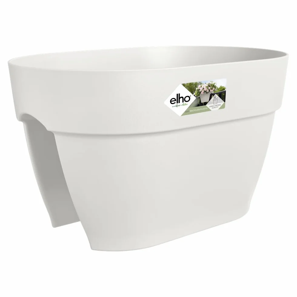 Elho Vibia Campana Flower Bridge 40 - Sadzarka na balkon i na zewnątrz - Ø 39,0 x wys. 22,0 cm - biały/jedwabny biały
