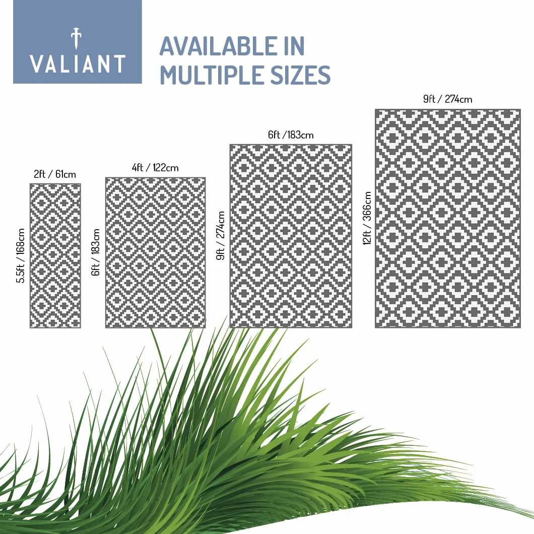 Valiant FIR564 Geometryczny dywan na patio i taras na zewnątrz – 3,6 m x 2,7 m, szary, szary