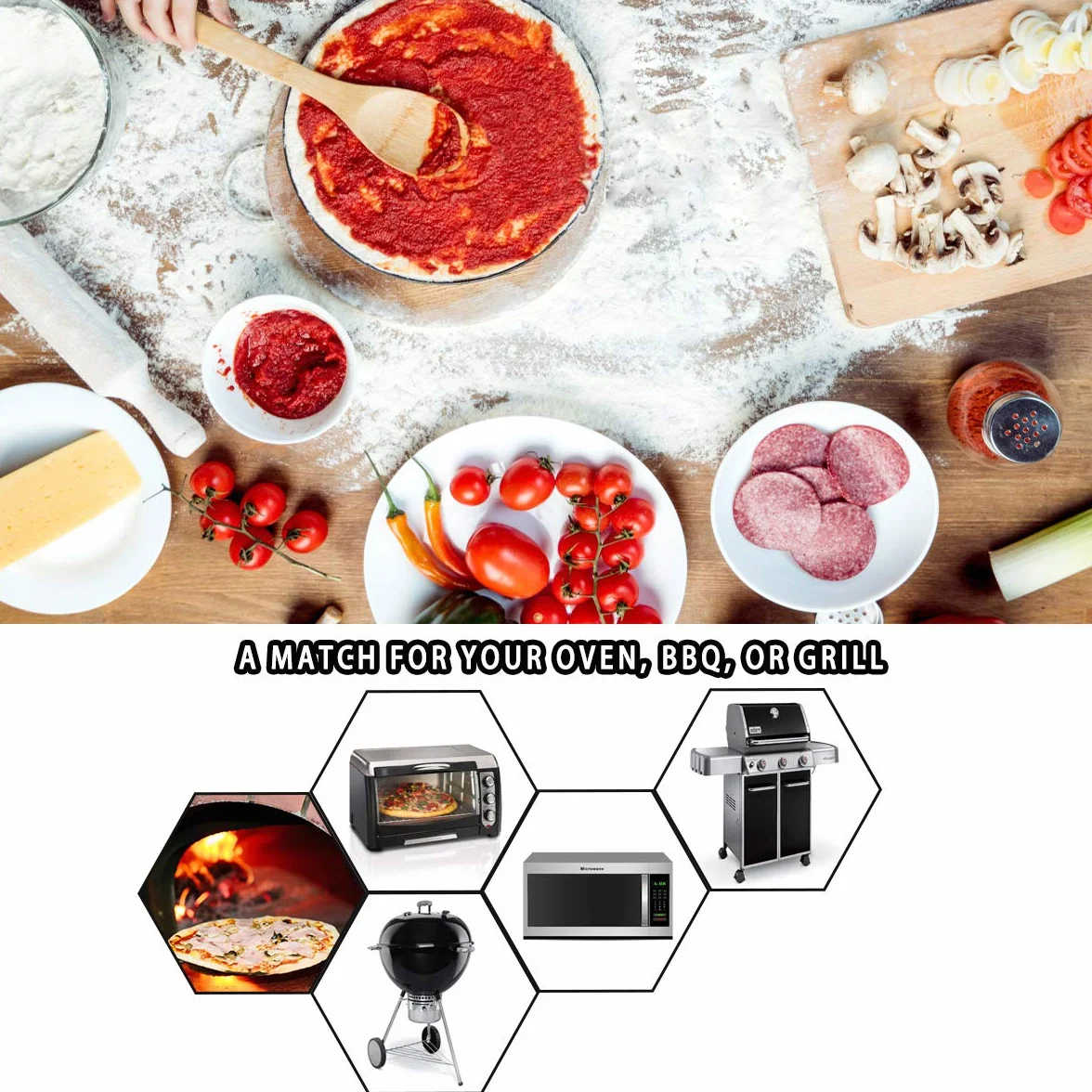 Onlyfire okrągły kamień do pizzy kordierytowy φ38 cm do grilla gazowego węglowego kamado Weber Gourmet