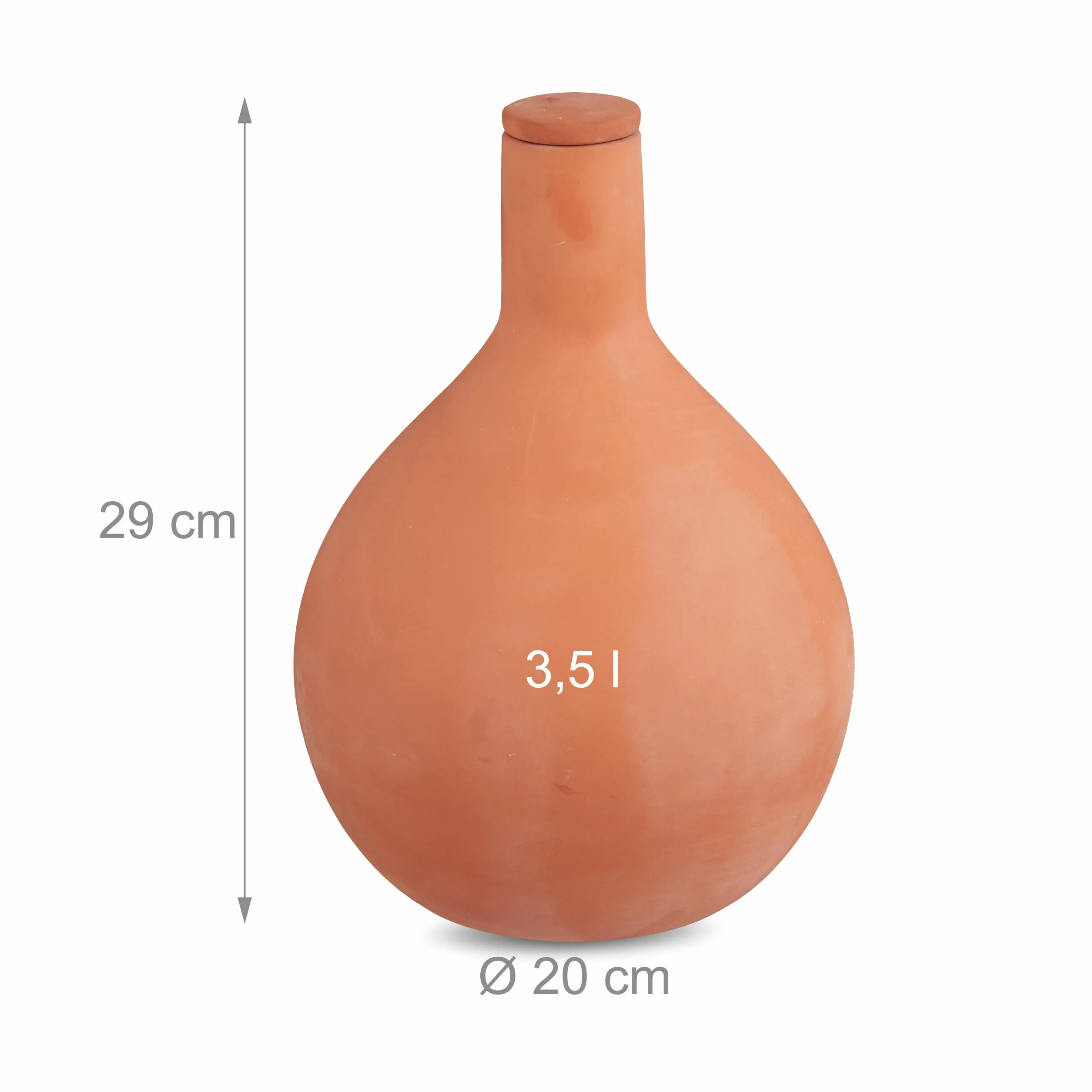 Relaxdays Olla, 3,5 l, glina, nawadnianie blisko korzeni, podwyższona grządka i szklarnia, mniejsze straty wody, gliniane naczynie, terakota