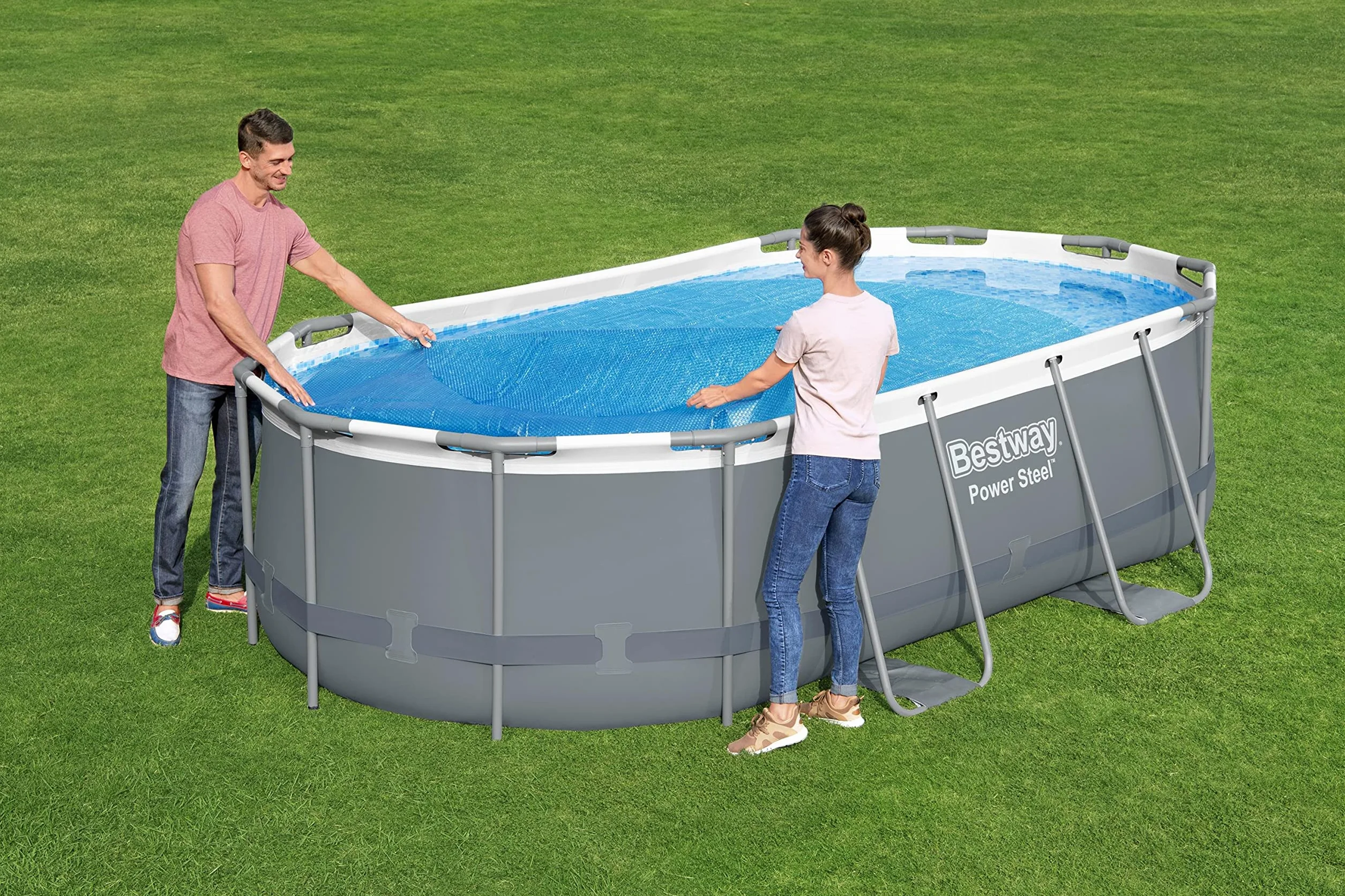 Cubierta Solar Ovaladas para Piscinas de 427x250x100 cm. Bestway 58672