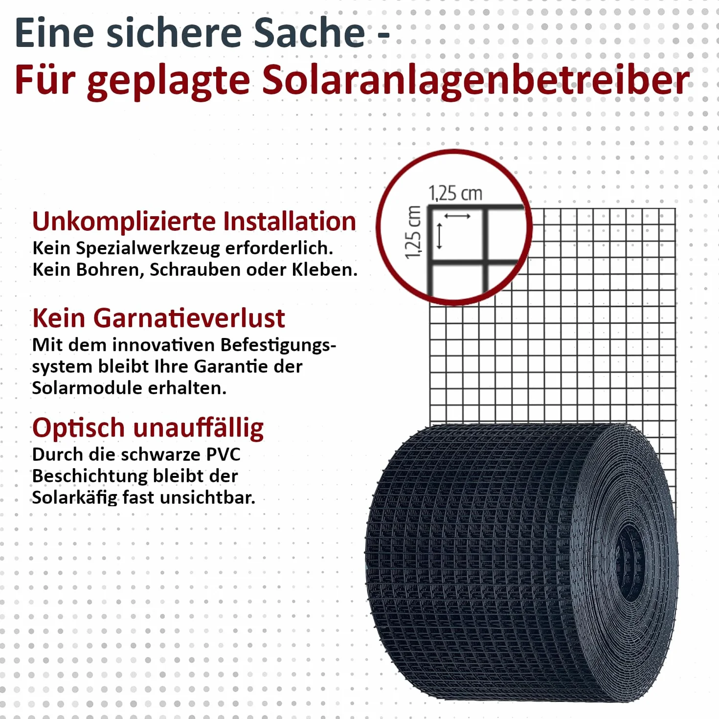 Klatka solarna ochrona przed gołębiami do instalacji solarnych 20cm x 30 metrów, STAL NIERDZEWNA (19% VAT) ochrona przed gołębiami ochrona przed ptakami instalacja PV – ochrona przed kunami ochrona