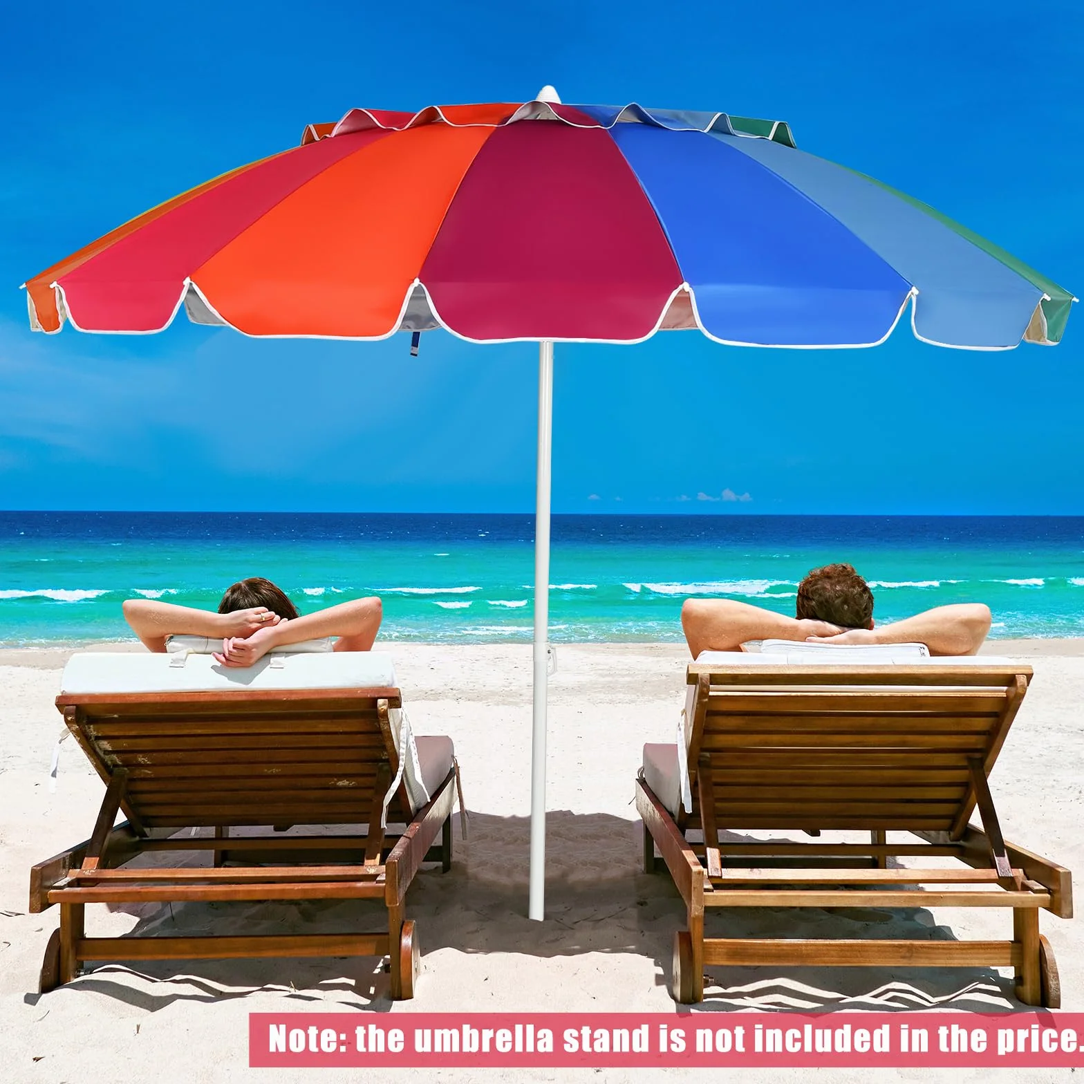 KOMFOTTEU Parasol przeciwsłoneczny, plażowy, 243 cm, ochrona przed słońcem, parasol plażowy, składany, lekki, z torbą do przenoszenia, parasol tarasowy do użytku na zewnątrz