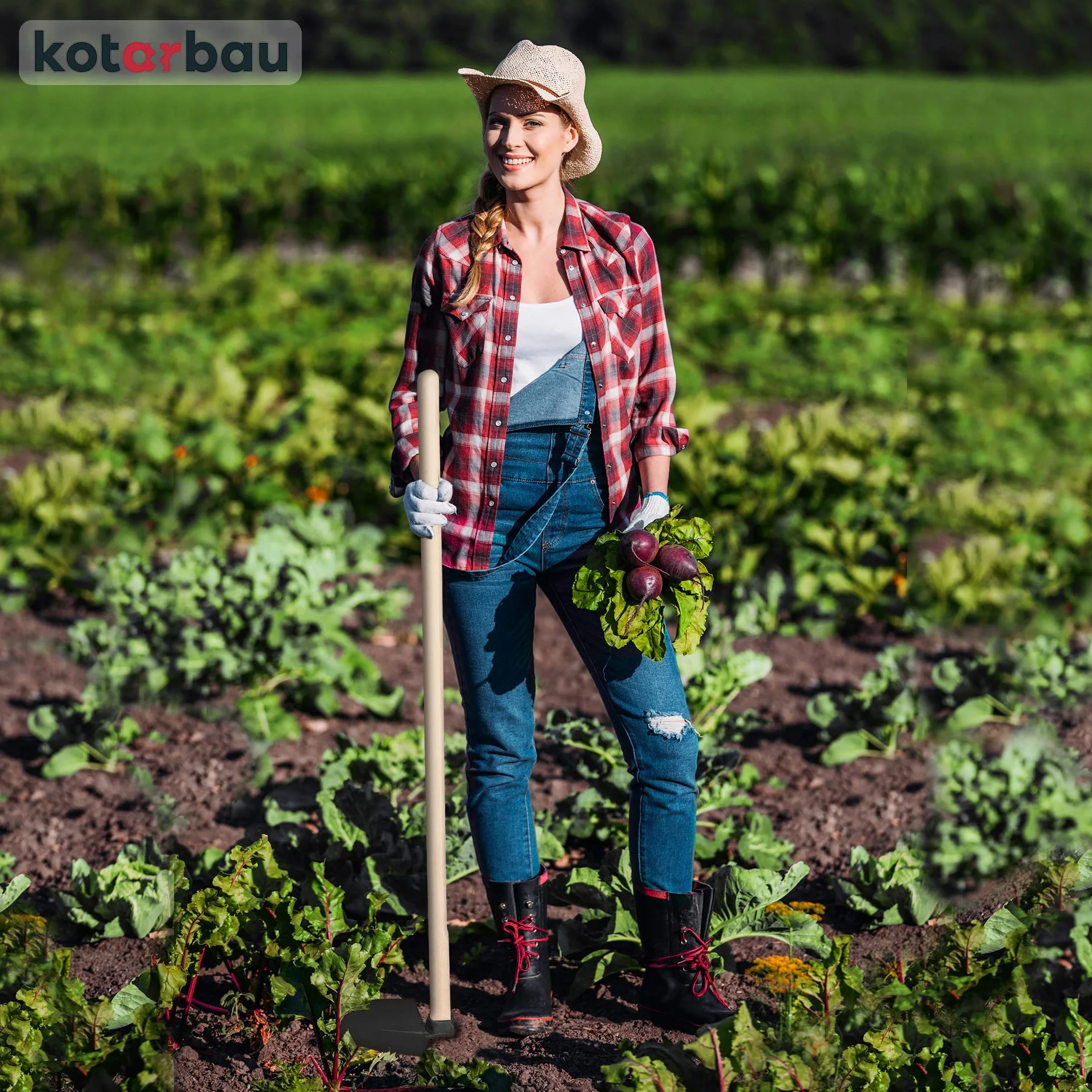 KOTARBAU® Motyka ogrodowa rozmiar z kutej stali z drewnianym trzonkiem narzędzie ogrodowe, 210mm