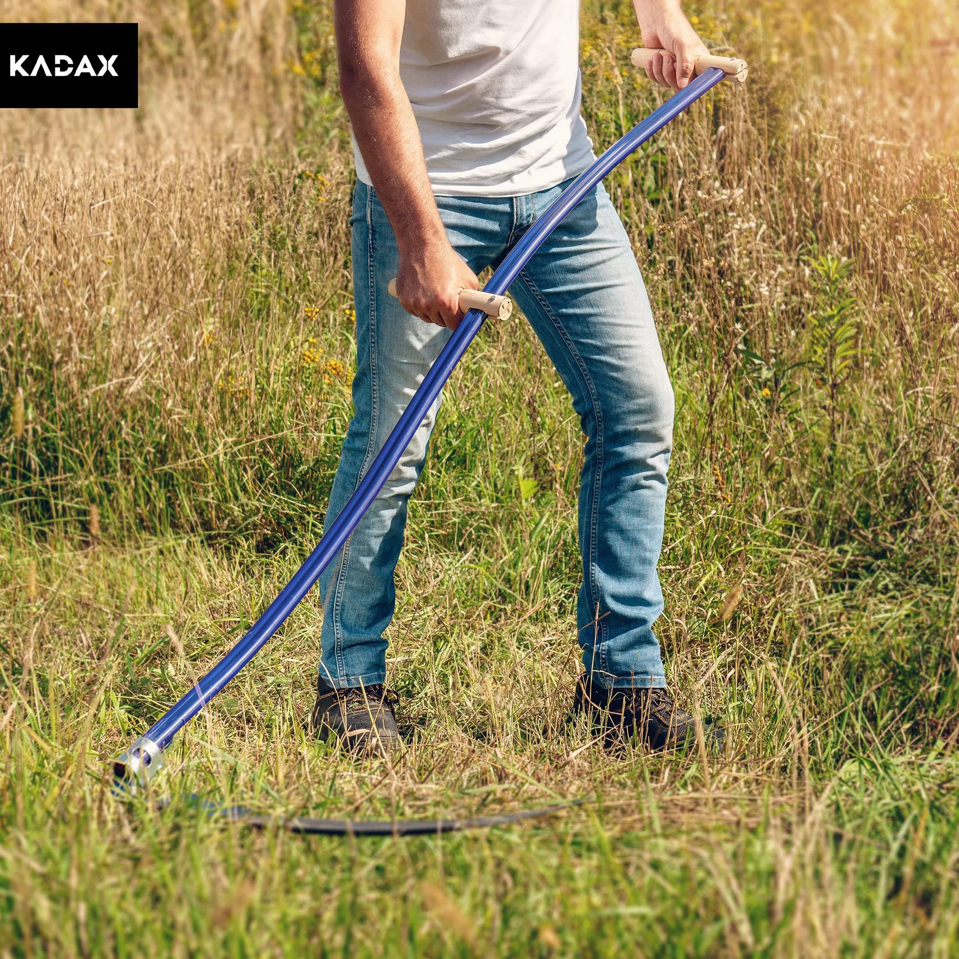 KADAX Trzonek do kosy, długi, 2 metalowe uchwyty, uniwersalny, do koszenia trawy i zarośli, lepsza kontrola i wygoda pracy