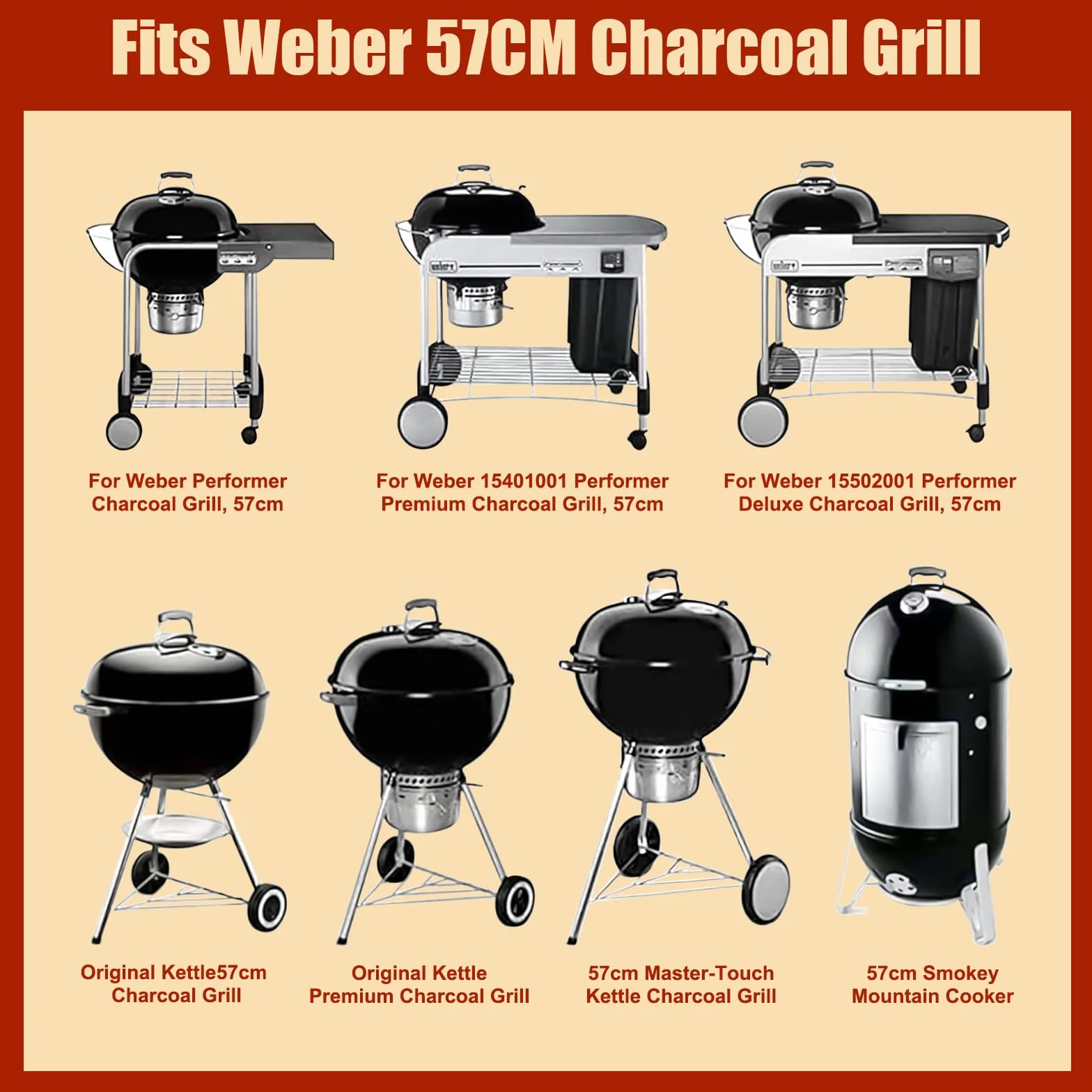 Denmay ruszt do gotowania węglowy 7441 zestaw czyszczenia 7444 do Weber 57 cm One-Touch Master-Touch grill węglowy