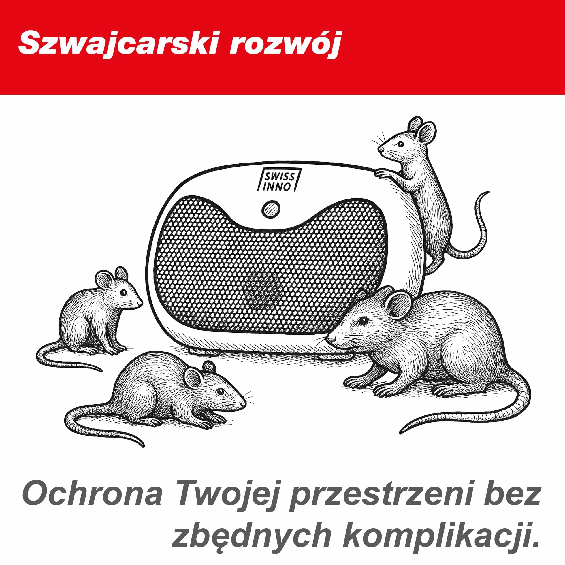 SWISSINNO Odstraszacz Ultradźwiękowy na Baterie 20 m² Przenośny Ochrona przed Gryzoniami i Kunami