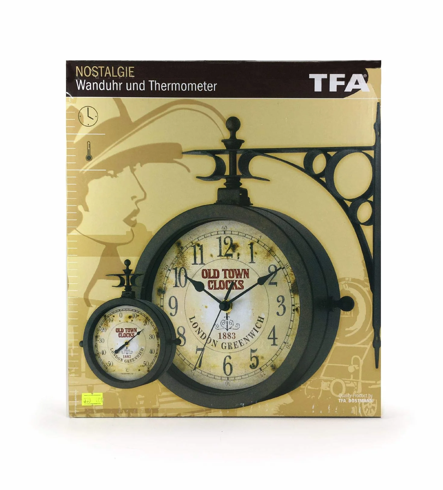 TFA Dostmann nostalgiczny zegar ścienny i termometr zewnętrzny dwustronny 60.3011