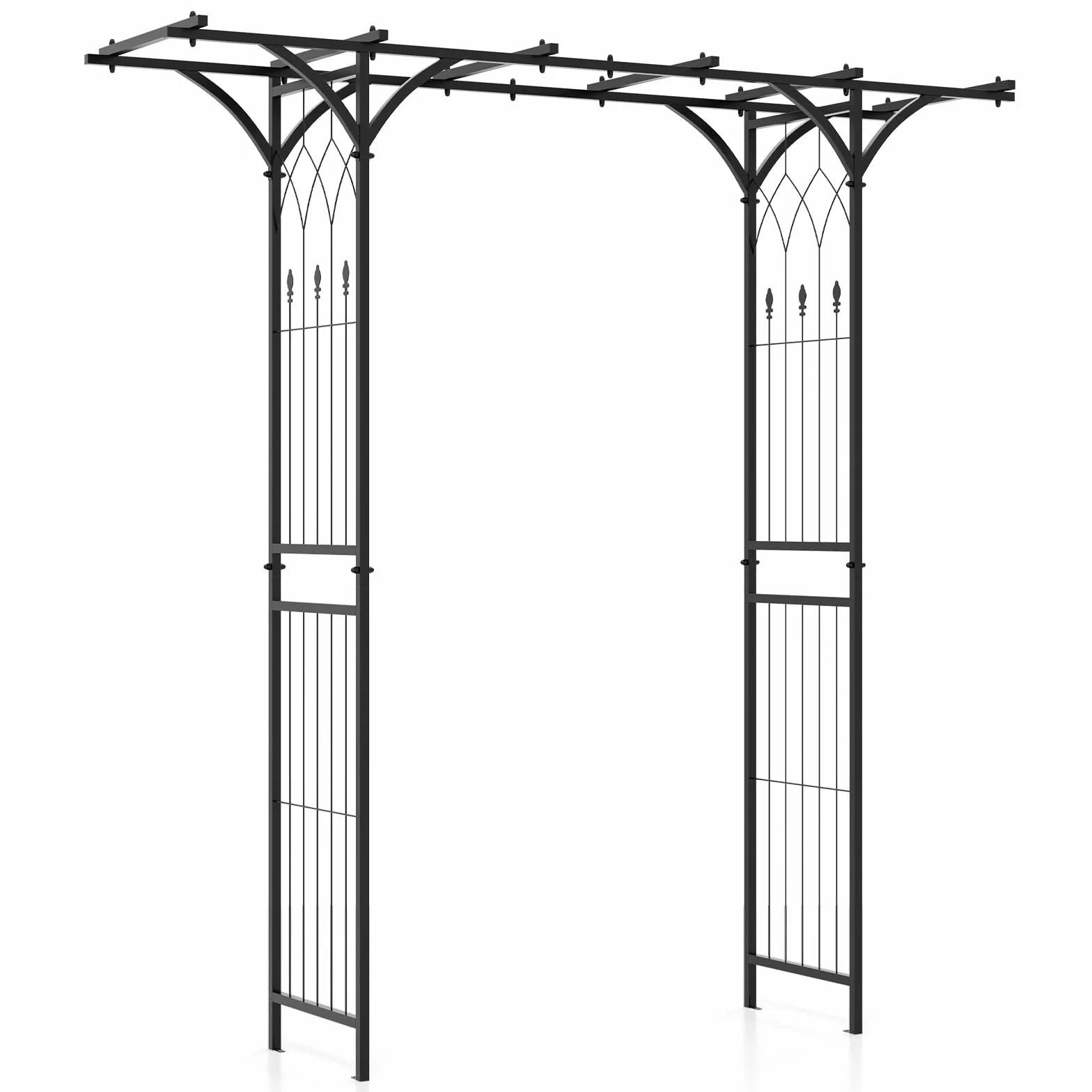 COSTWAY Metalowy łuk różany, łuk ogrodowy do roślin pnących, łuk bramkowy do ogrodu, kratka do róż, wsparcie dla roślin pnących, kratka wspinaczkowa szpalier różany, łuk wspinaczkowy na podwórko