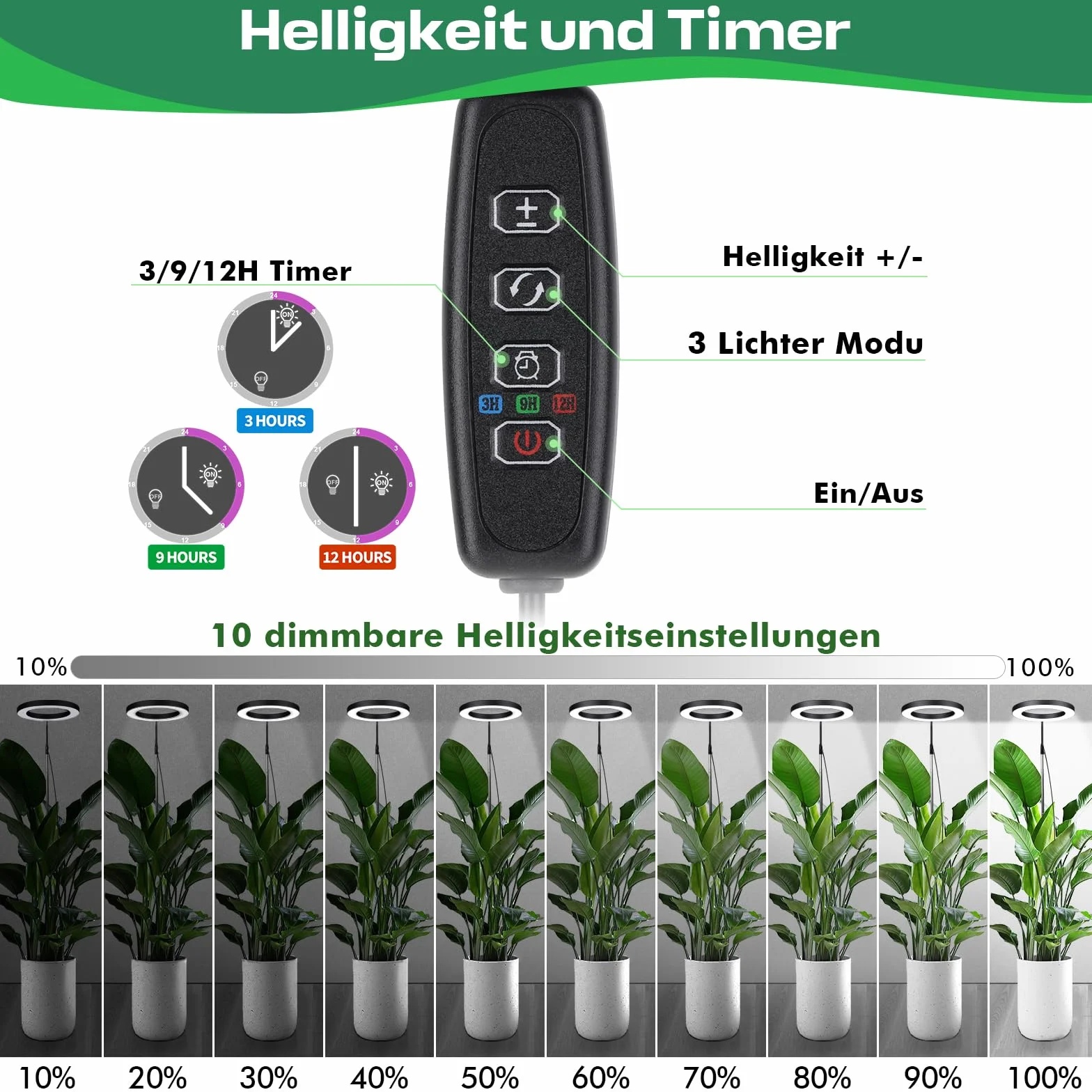 Lampa LED do roślin o pełnym spektrum, 72 LEDs Lampa do uprawy roślin w pomieszczeniach, Oświetlenie roślin 160 cm z gęsią szyją 360°, Timer 3/9/12H, regulowana wysokość, 3 tryby,10 jasności