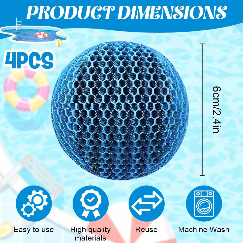 4 sztuki Hot Tub Pool Scum absorber, gąbka pochłaniająca olej, kulki do odpieniacza, 7 cm jacuzzi, pochłaniacz sum, wielokrotnego użytku, do czyszczenia spa i basenu, akcesoria do czyszczenia