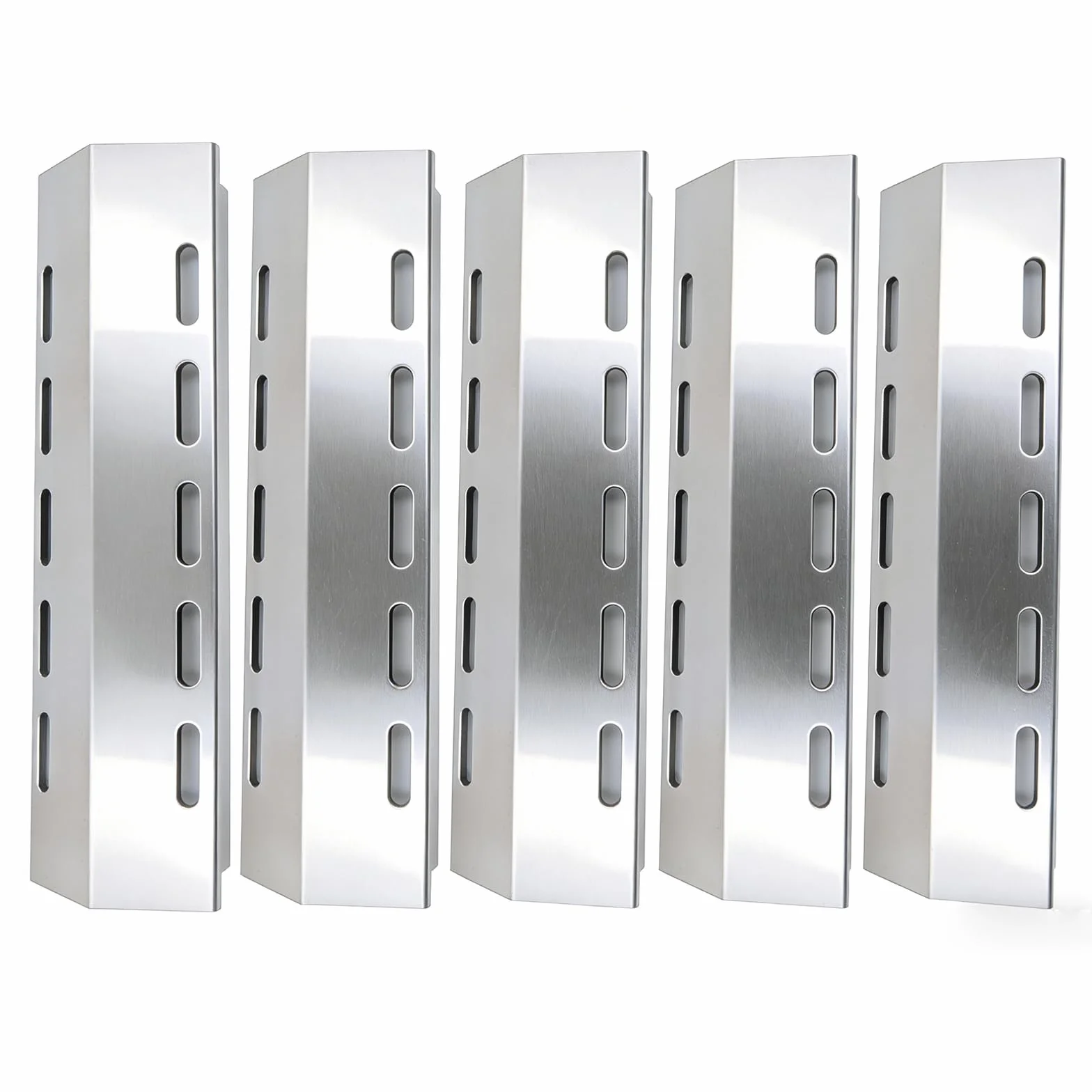 GFTIME 43 x 13 cm Uniwersalne części zamienne do płyt grzewczych dla Ducane 5 palników, Nexgrill, stal nierdzewna, poskramiacz płomienia, osłona cieplna, 5 sztuk