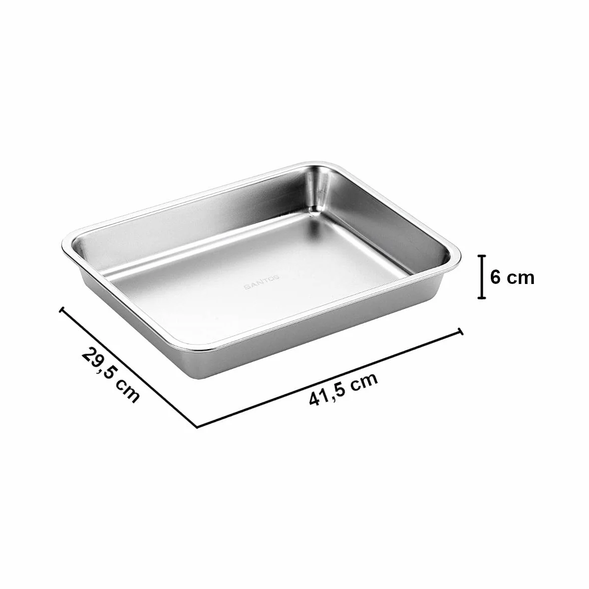 SANTOS Taca do grillowania ze stali nierdzewnej – miska zbierająca 41,5 x 29,5 x 6 cm – wytrzymała patelnia grillowa – idealna do warzyw, ryb i innych – łatwa do czyszczenia – akcesoria do grilla
