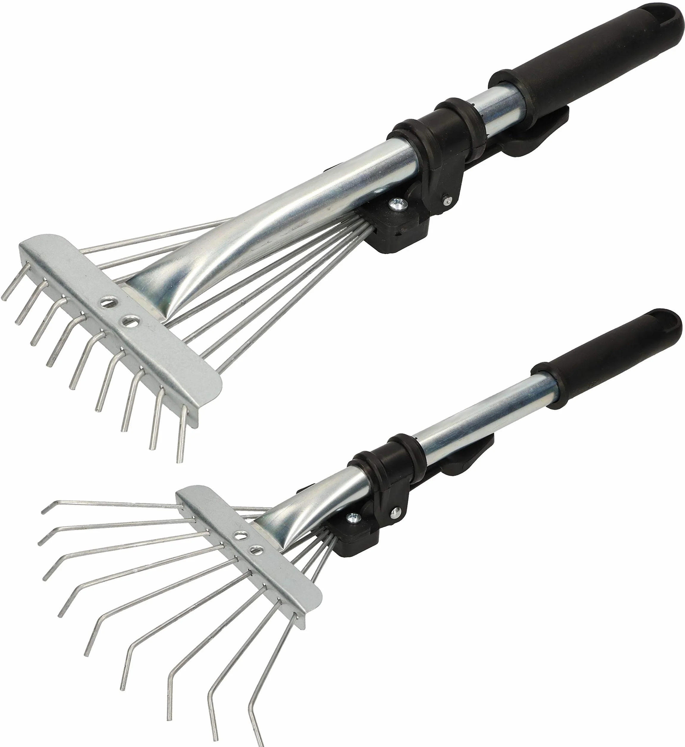 KOTARBAU Grabki Wachlarzowe Regulowane 20 cm 9 Zębów Metalowe Aluminiowy Trzonek Teleskopowy