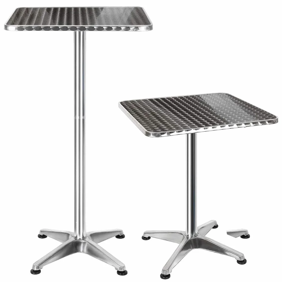 Aluminiowy stół barowy 60x60 cm regulowana wysokość 70/110 cm blat stal nierdzewna
