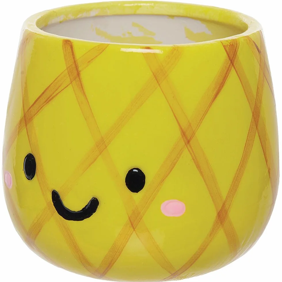 Baker Ross WA155 Ceramiczne doniczki Grass Head – zestaw 3 sztuk, ceramiczne doniczki do dekoracji i uprawy roślin