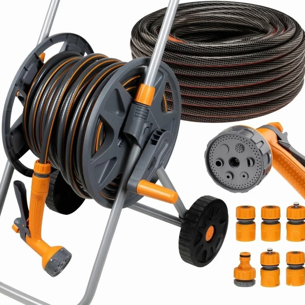 NEO TOOLS Mobilny system nawadniania ogrodu 30 m 1/2 cala wąż ogrodowy PCW