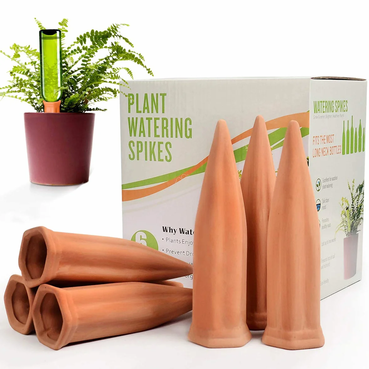 Ceramiczne podlewanie roślin zestaw 6 szt samonawadniające kolce terakota