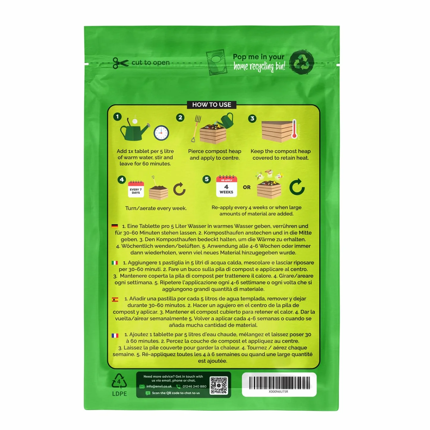 envii Compost Accelerator – organiczny ekspres kompostowy i aktywator przyspiesza proces kompostowania przy użyciu korzystnych bakterii i drobnoustrojów, 12 tabletek