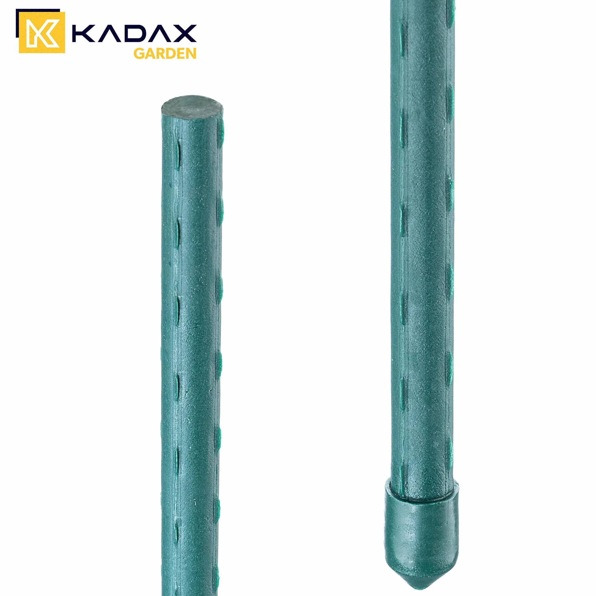 KADAX Zestaw 10 szt. tyczek ogrodowych, stalowe podpory do roślin i pomidorów 120 cm, powlekane, odporne na warunki atmosferyczne, stabilne, wytrzymałe i antykorozyjne