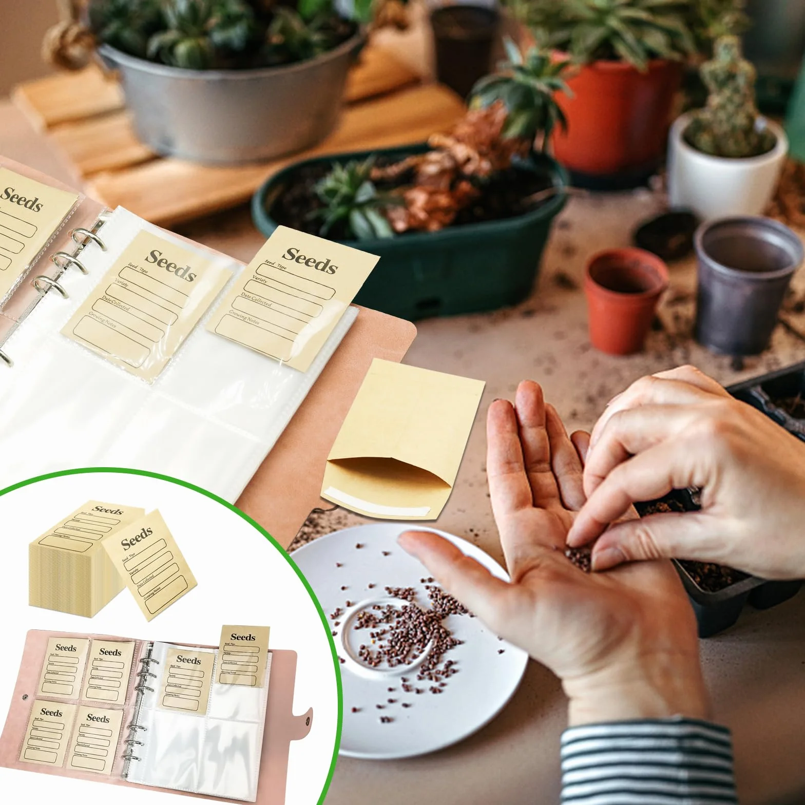 100 sztuk Seed Storage Organizers Resealable Self Sealing Seed Envelopes Garden Seed Organization Binder Saving Envelope Seed Collecting Template for Vegetable