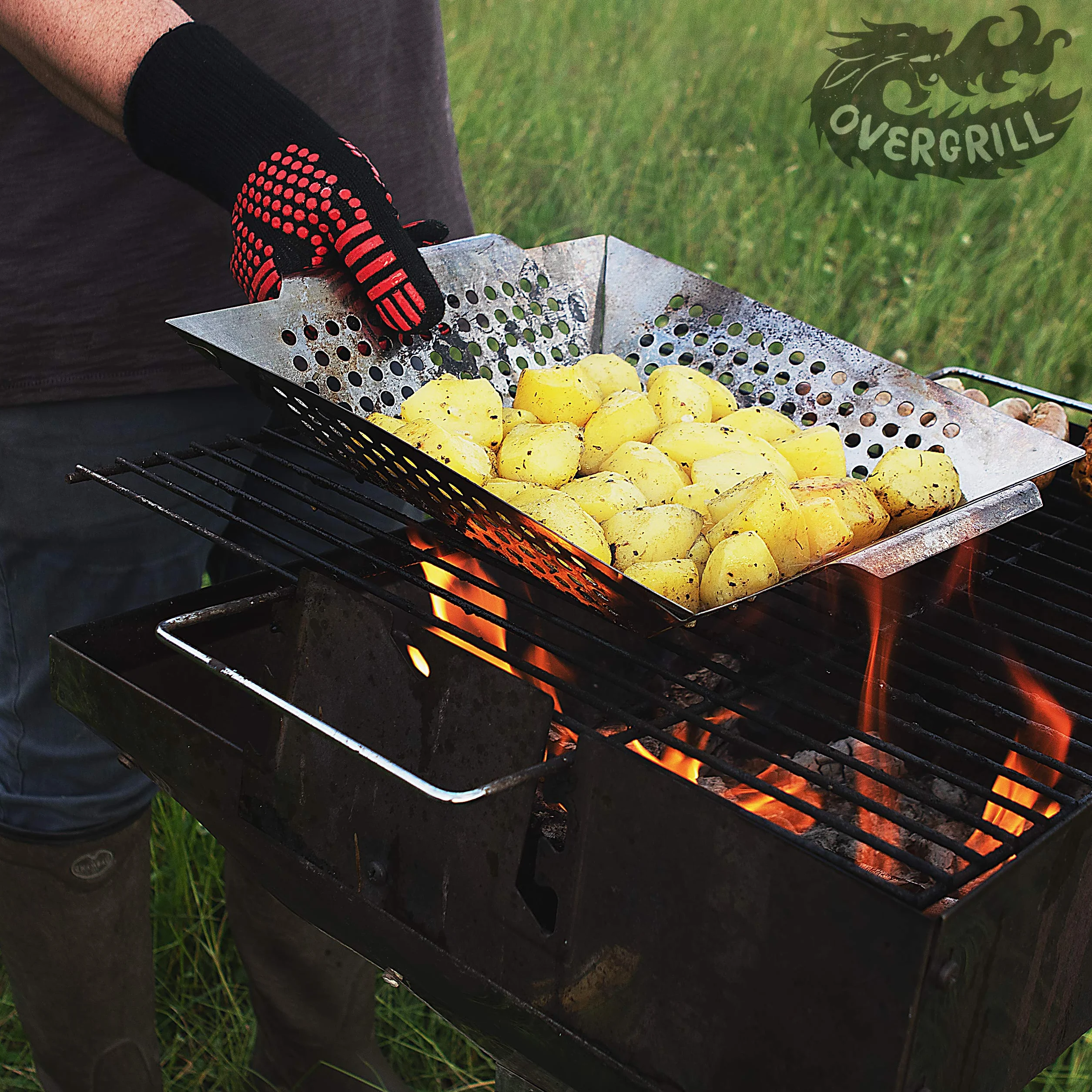Rękawice ognioodporne: 2x rękawica do grilla BBQ – 800 stopni ochrony przed wysoką temperaturą – dla mężczyzn odporne na wysoką temperaturę – ognioodporne rękawice kominkowe – uniwersalne rękawice do