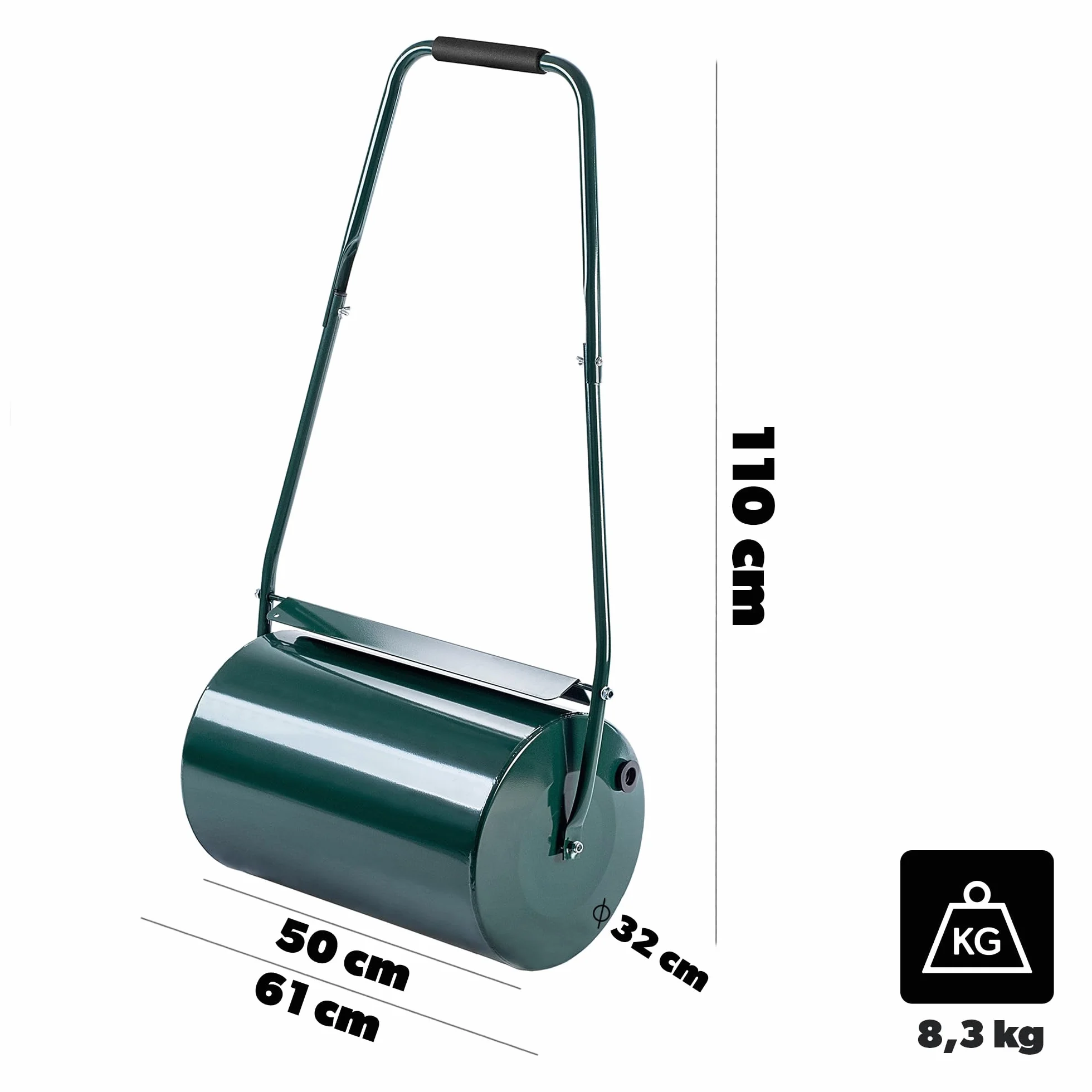 KADAX Walec ogrodowy 50cm wypełniany wodą lub piaskiem metalowy odporny na korozję